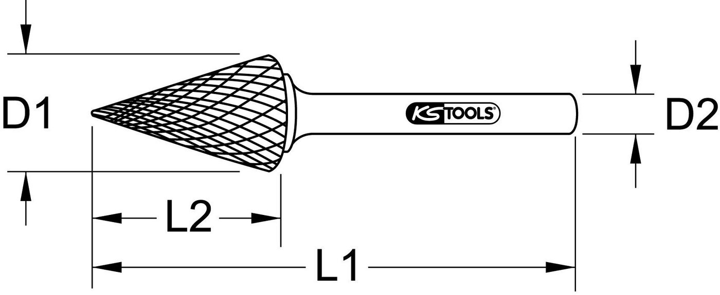 Thumbnail - KS Tools Fräser-Set HM Spitzkegel-Frässtift Form M, 3mm