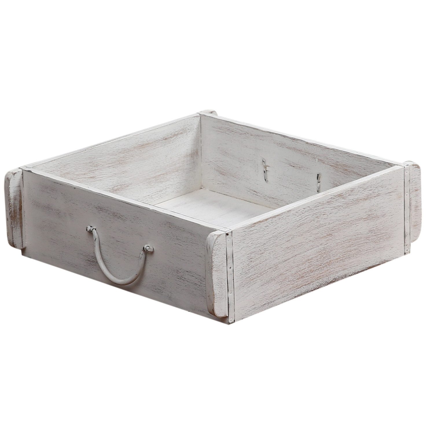 Marrakesch Orient & Mediterran Interior Dekotablett Serviertablett Aligar handgefertigt aus Altholz, Ziegelform Weiß 31 cm (1 St), Dekotablett