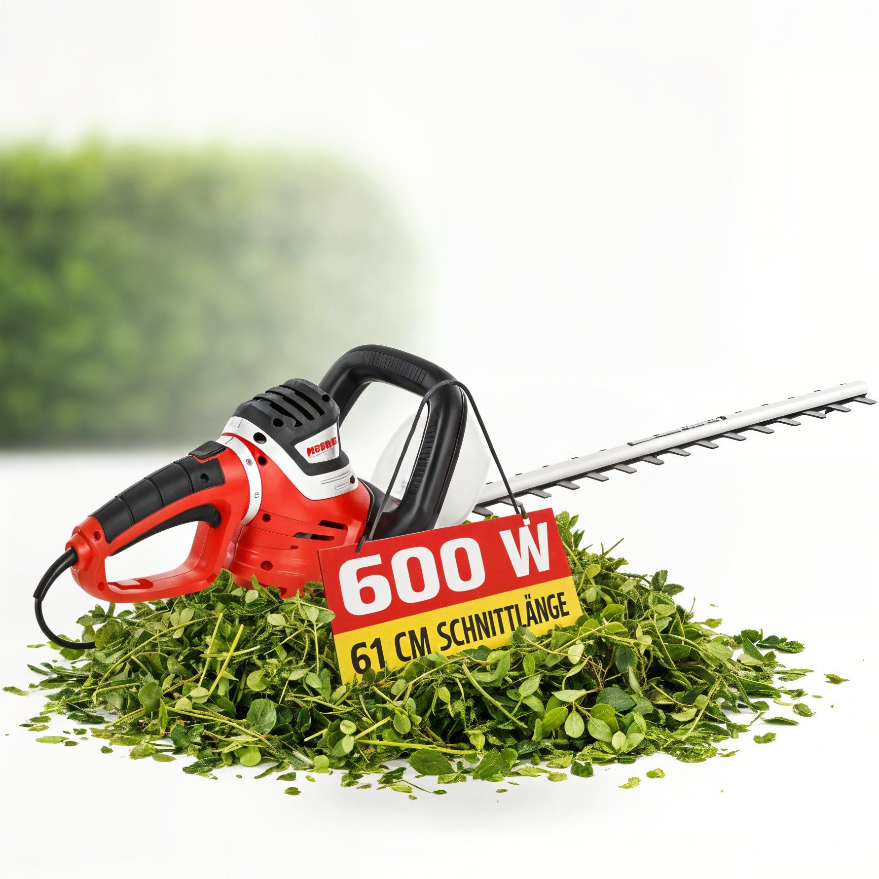 Hecht Elektro-Heckenschere mit LaserCut Messer 61 cm Schnittlänge 600W, Diamant geschliffene Messer, Metallgehäuse