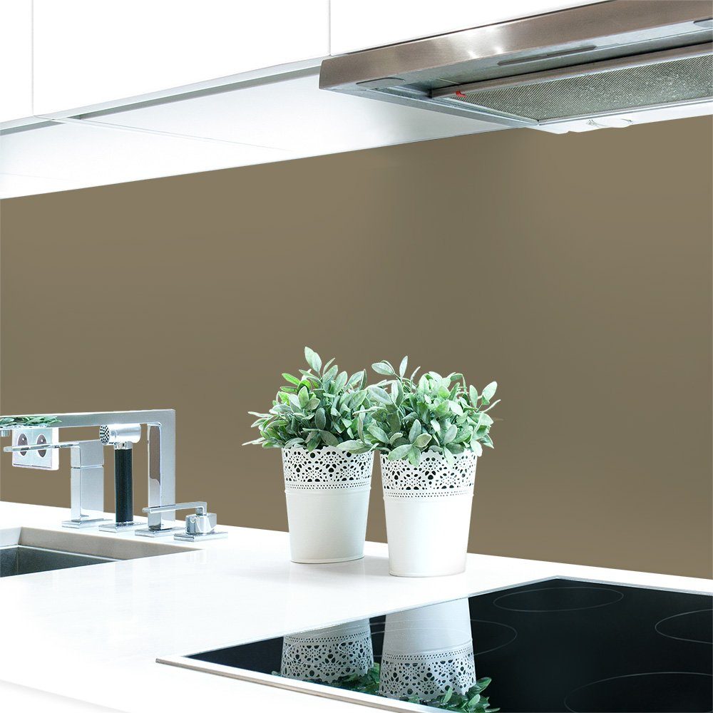 DRUCK-EXPERT Küchenrückwand Küchenrückwand Grautöne Unifarben Premium Hart-PVC 0,4 mm selbstklebend Olivgrau ~ RAL 7002