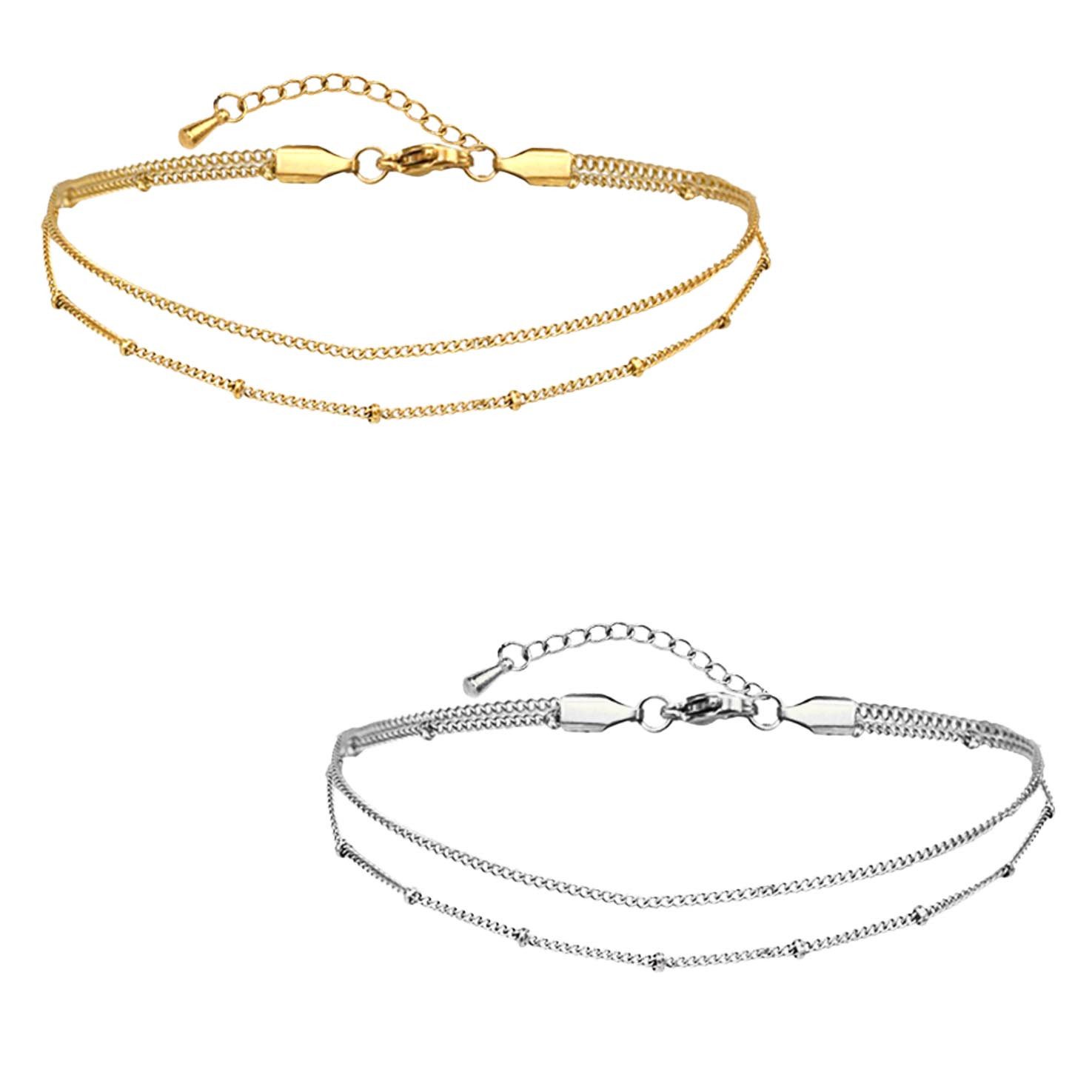 viva-adorno Fußkette Edelstahl Fußkettchen Armkette Damen günstig online kaufen
