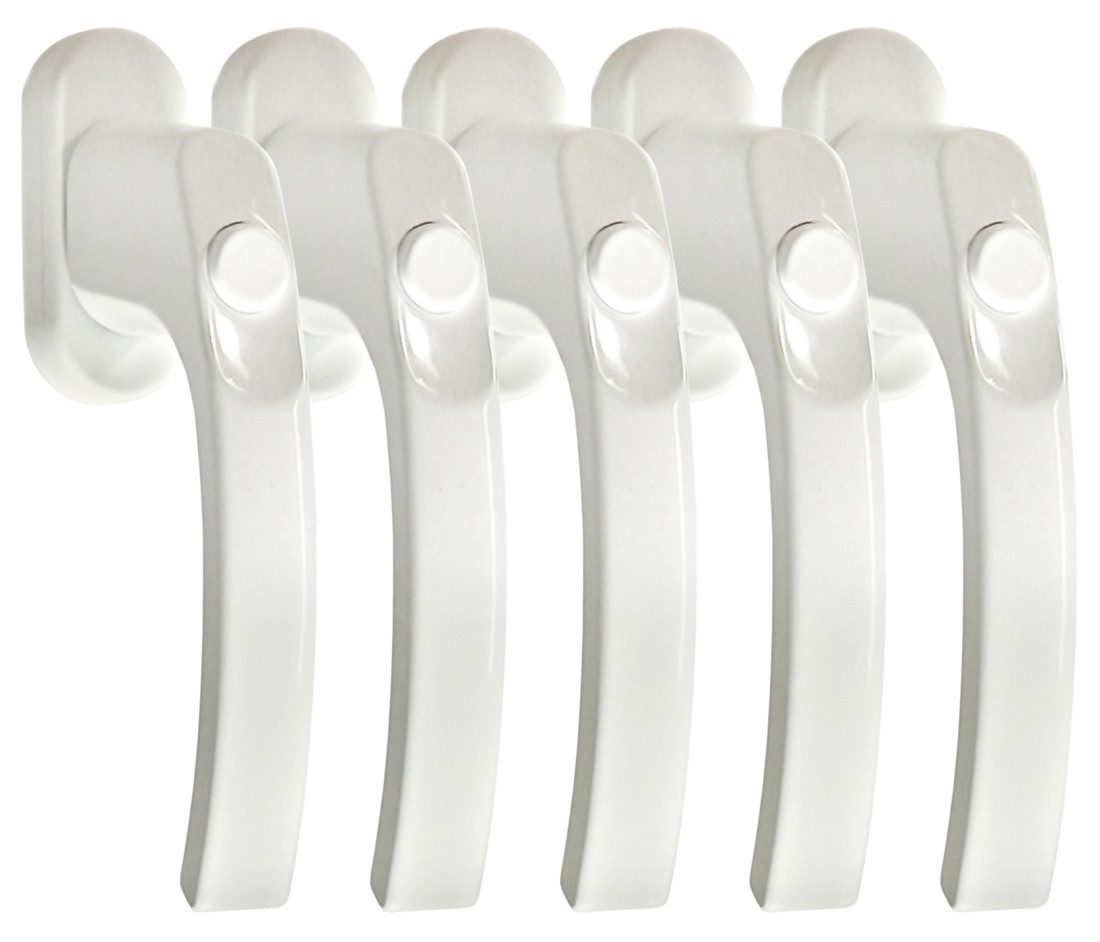 Fenstergriff Fenstergriff Sets FG 6 Weiss mit Druckknopf Fenstergriffe, 5 x Fenstergriff, L: 13.5 cm, 90 Grad Rasterung