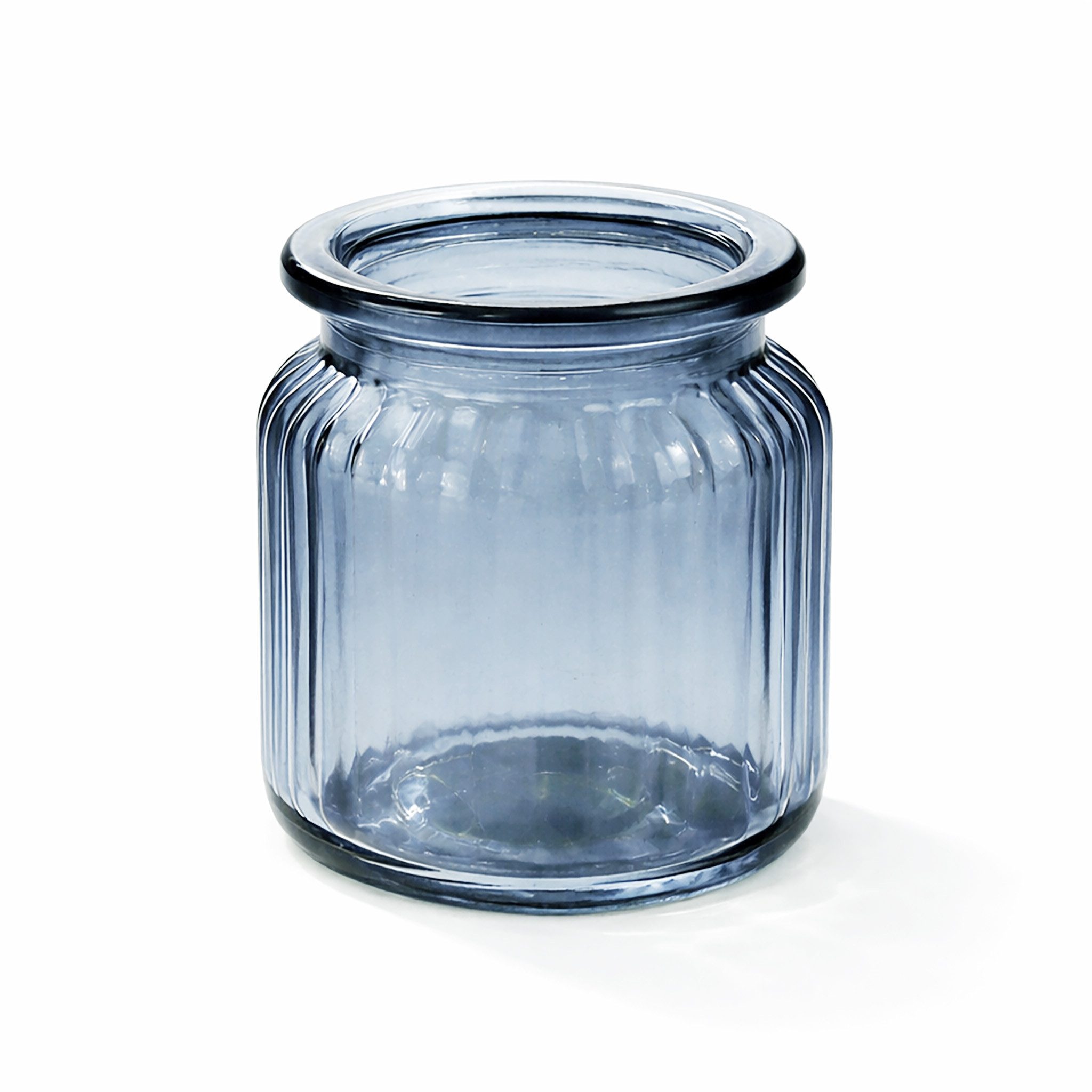 Creativery Papierserviette, Windlicht Glas gerillt 8x9cm 4er Set dunkelblau