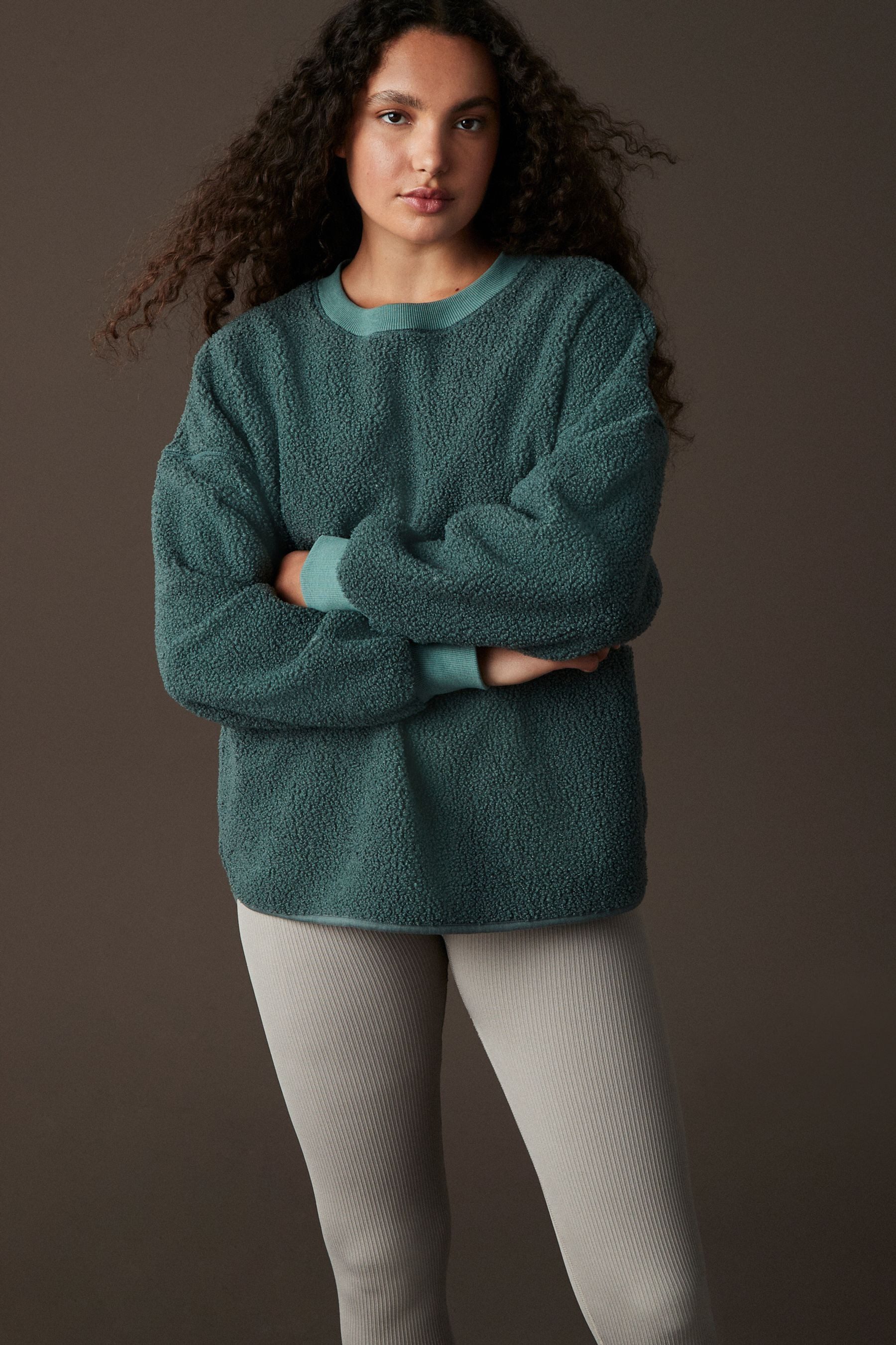 Next Fleecepullover Relaxed Fit Sweathirt mit Fleece und Cord (1-tlg)