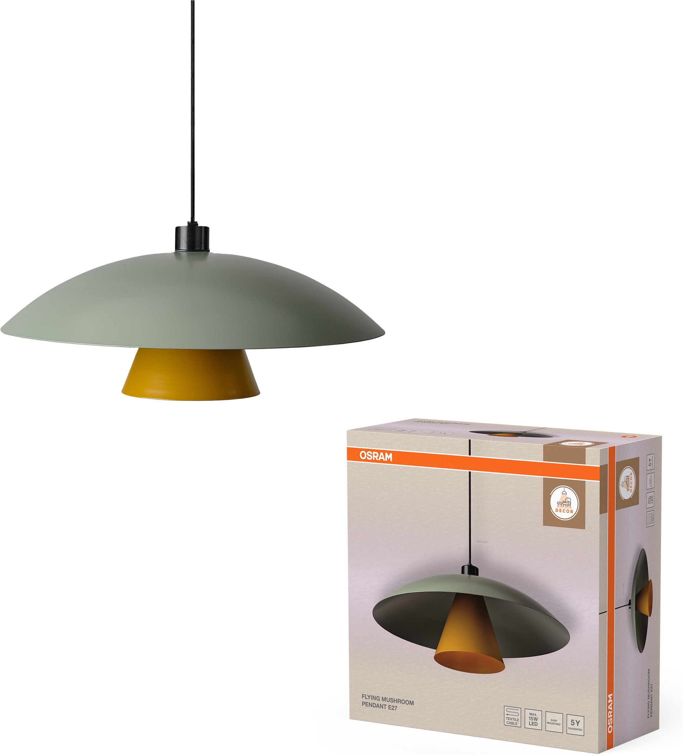 Osram Pendelleuchte Decor Flying Mushroom Pendant, ohne Leuchtmittel, Fassung E27, Stahl