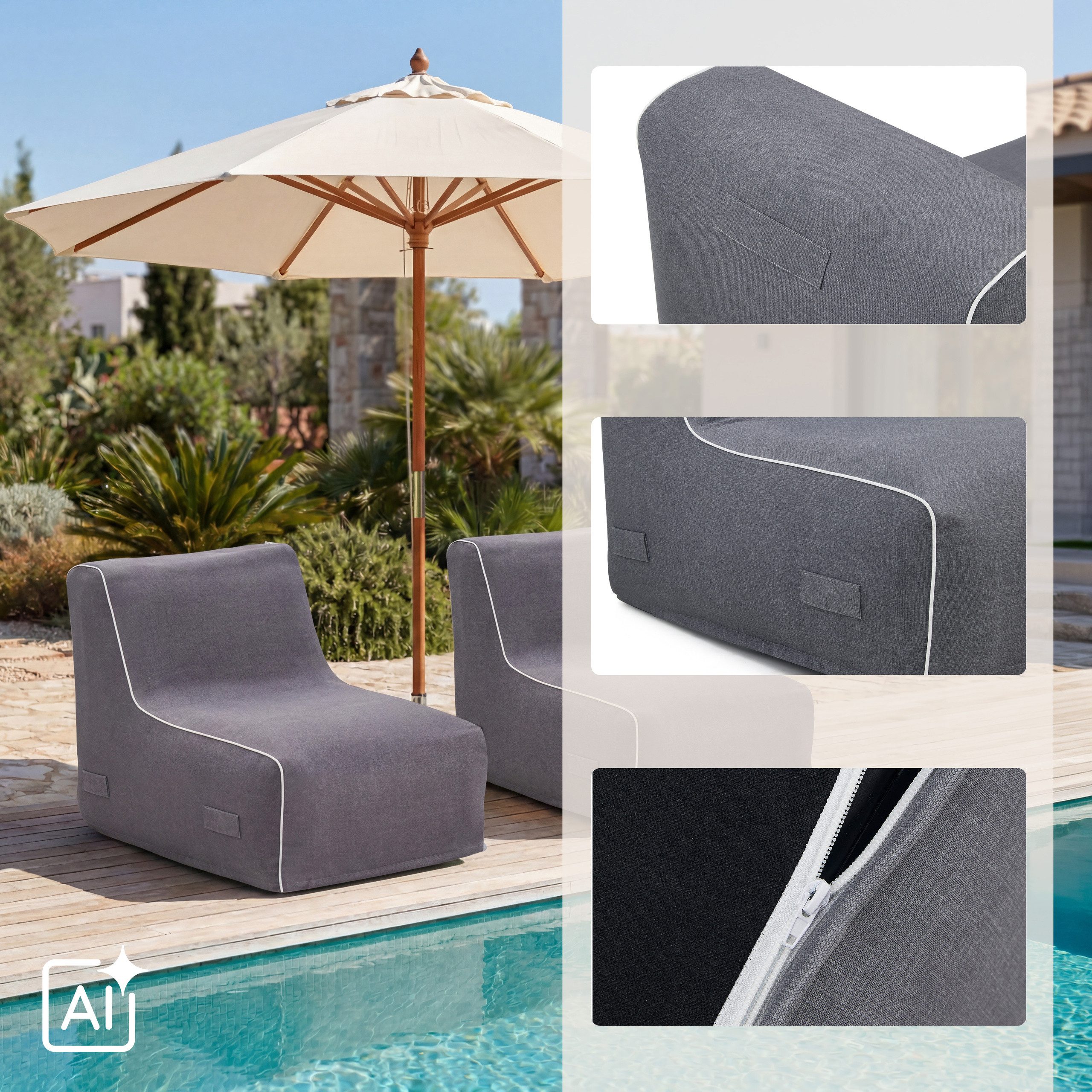 hjh LIVING Sitzsack Luftsofa Sitzolo Air Stoff, Luftsofa Outdoor Sitzsack inkl. Fußpumpe, Wasser- & UV-beständig