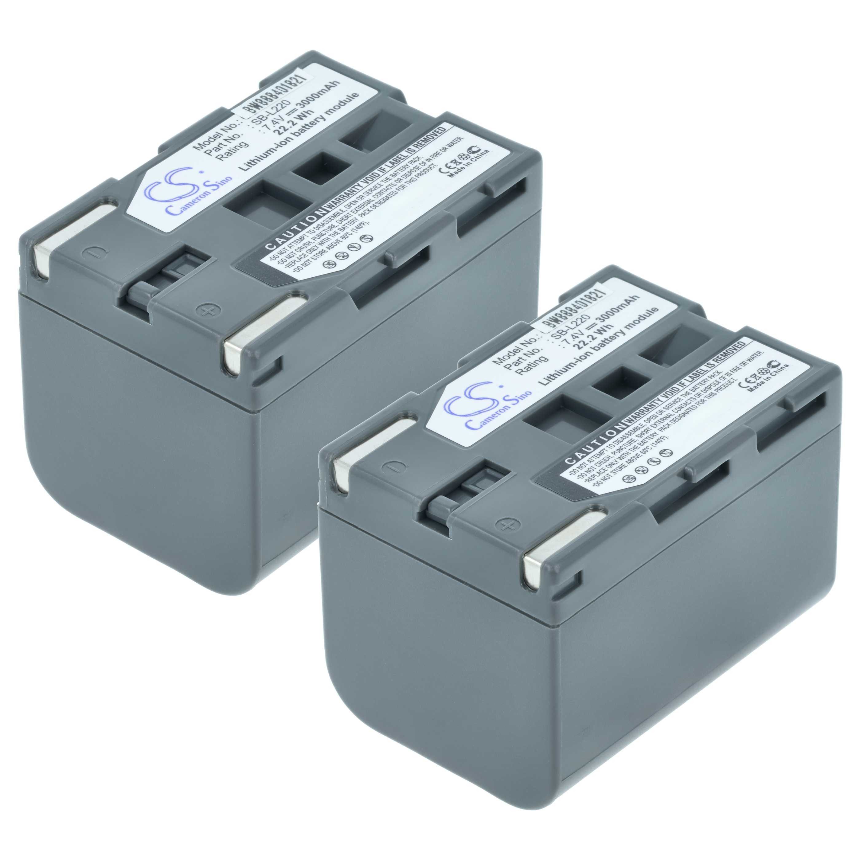 vhbw Akku Ersatz für Samsung SB-L70R, SB-L70A, SB-L70, SB-LS70AB, SB-L220, Kamera-Akku Akku Li-Ion 3000 mAh (7,4 V, 2 St), Leistungsfähige Austausch-Akkus für Digitalkamera, Spiegelreflexkamera