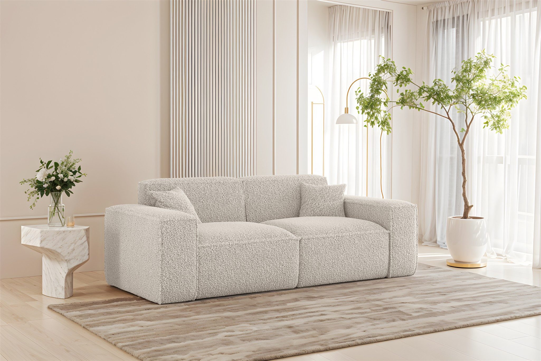 Fun Möbel 2-Sitzer Sofa Designersofa FUN PEREZ PREMIUM in Stoff Sven, Rundumbezug, inkl. 2 Zierkissen