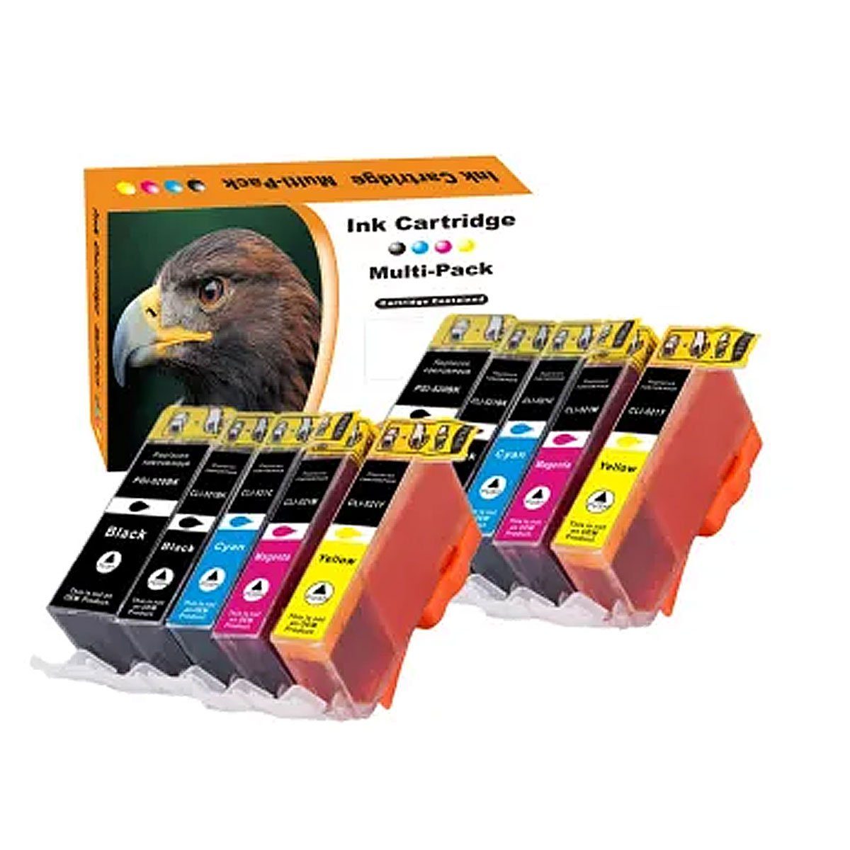 Kompatibel Canon CLI-521, PGI-520 Multipack 10-Farben (2x Schwarz, 2x Tintenpatrone (Set, 870)