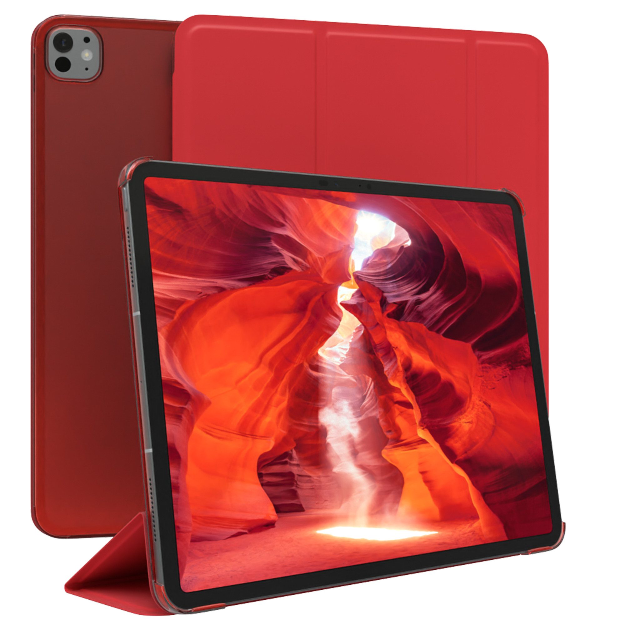 EAZY CASE Tablet-Hülle Smart Case Apple für iPad Pro 13 (2024) 13 Zoll, Tablettasche Etui Bookcase Flipcover stoßfest Slim Schutztasche Rot