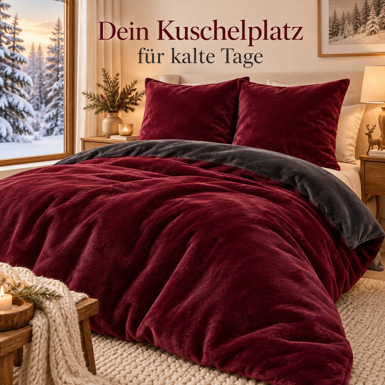 Leonado Vicenti Bettwäsche Winter Teddy Plüsch Cashmere Touch, Fleece, 2 teilig, flauschig warmes Nicky-Teddy-Plüsch, Einfarbig – Bild 2 von 5