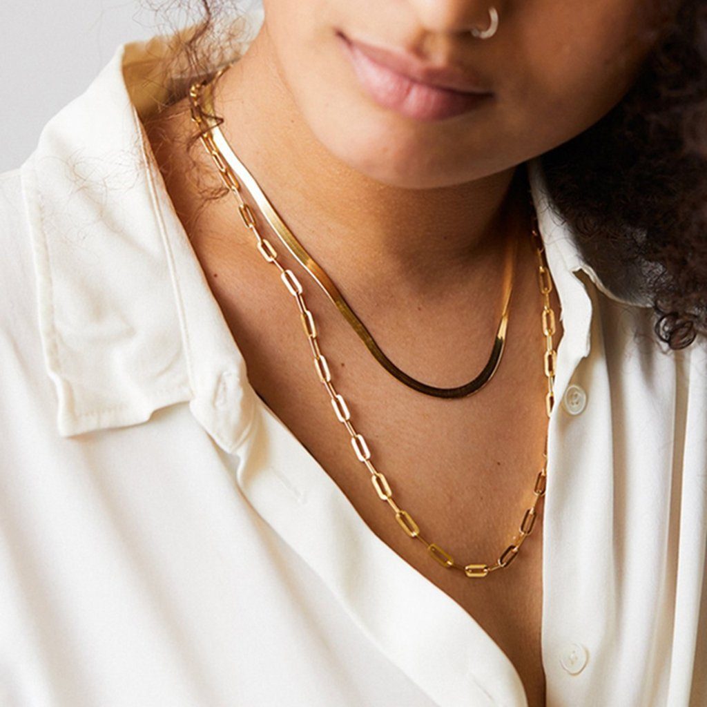 vergoldete für Frauen aus Männer und Titanstahl, Gliederkette WaKuKa Kreuzkette Roségold Halskette