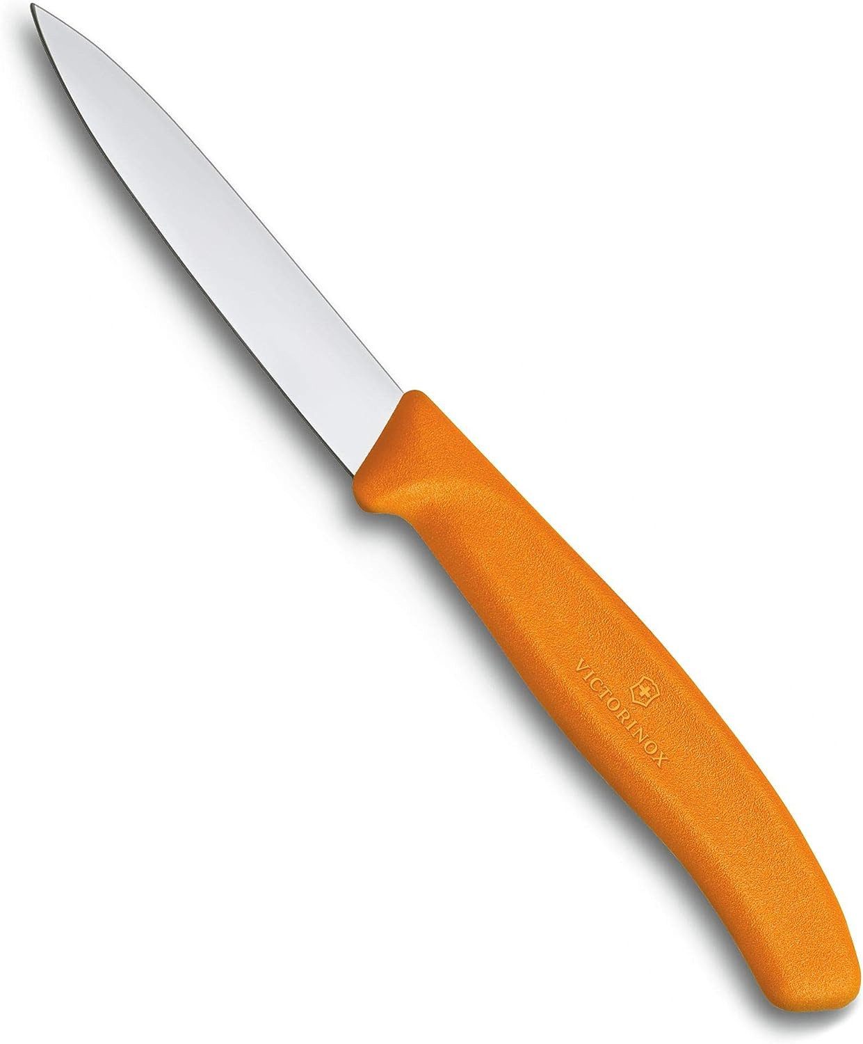 Victorinox Gemüsemesser Gemüsemesser mit extra scharfer Klinge, 12 cm, Kunststoff-Griff, Gerade Klinge, spülmaschinengeeignet, orange, Made in Switzerland