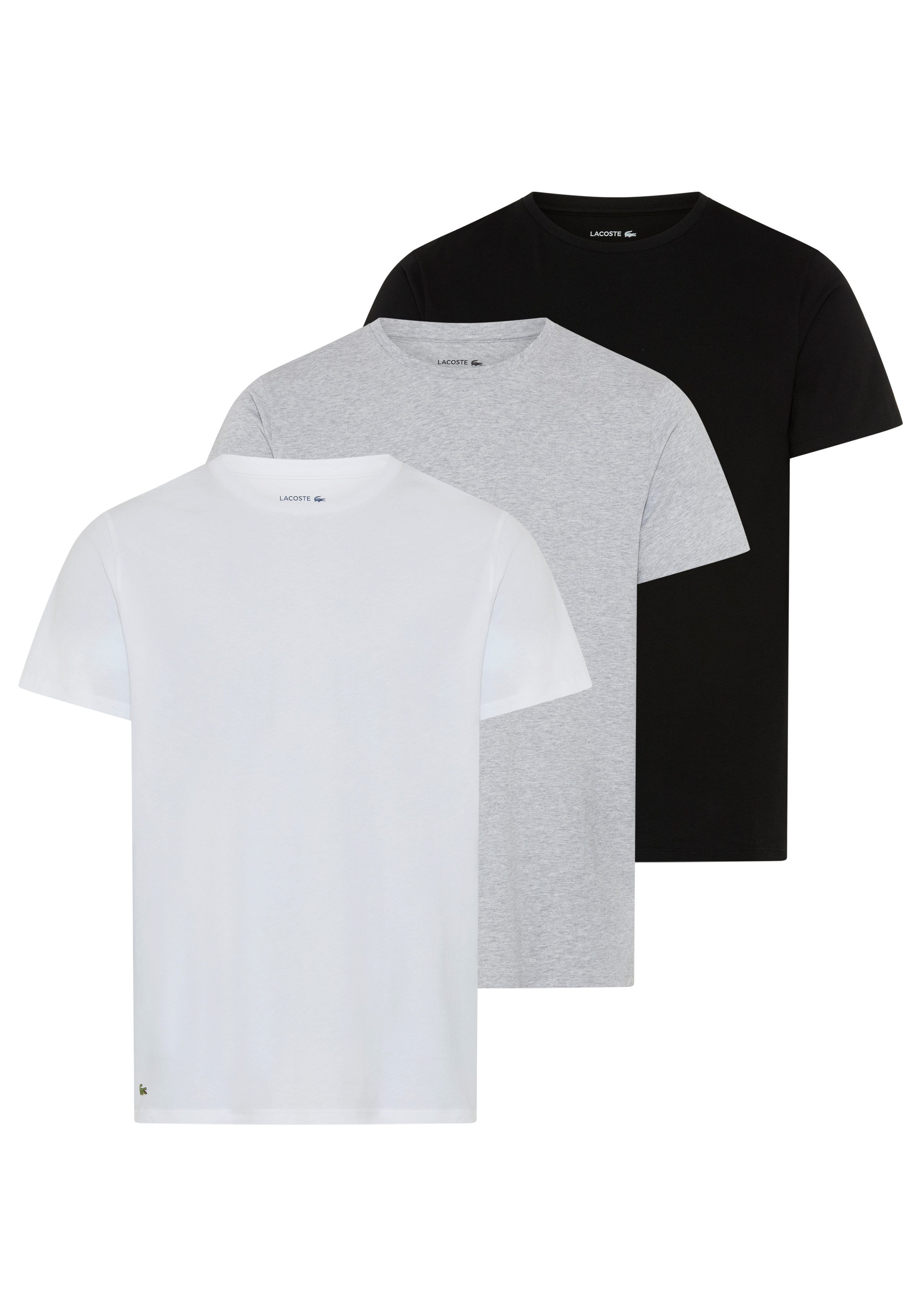 Lacoste T-Shirt (Packung, 3-tlg) Rundhalsausschnitt, reine Baumwolle, Regular Fit