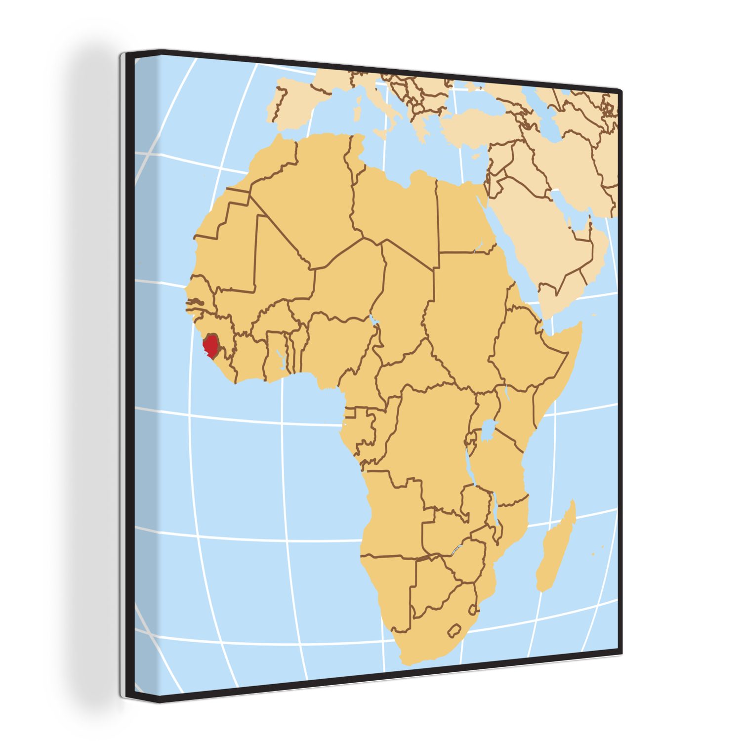 OneMillionCanvasses® Leinwandbild Illustration einer Karte von Sierra Leone in Afrika, (1 St), Leinwand Bilder für Wohnzimmer Schlafzimmer | Leinwandbilder
