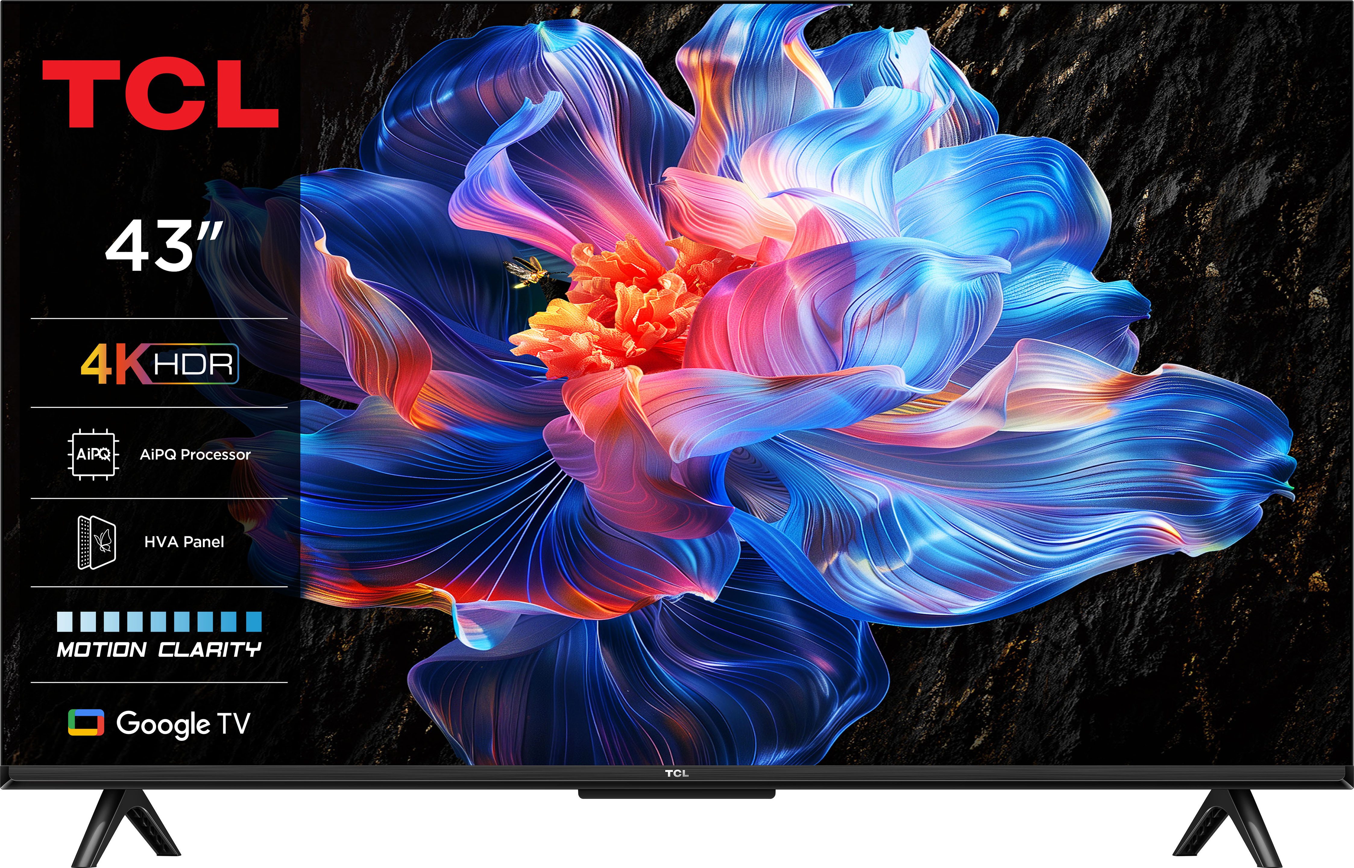 TCL 43V6CX1 LED-Fernseher (109 cm/43 Zoll, 4K Ultra HD, Google TV, Smart-TV, 4K HDR, Multi-HDR, Dolby Vision, Game Master, Smart TV, Apple TV)