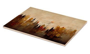 Posterlounge Holzbild treechild, Ein Wald im Herbst, Malerei