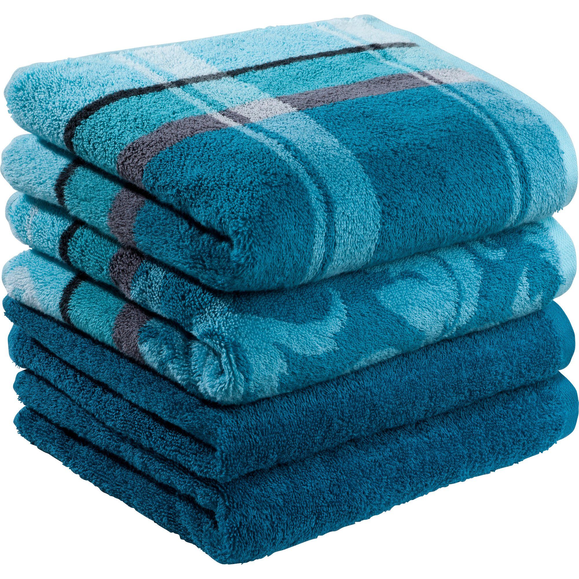 Erwin Müller Handtuch Handtuch "Ludwigsburg" 4er-Pack, Jacquard, Walk-Frottier Uni/Karo/Ornamente – Bild 4 von 5