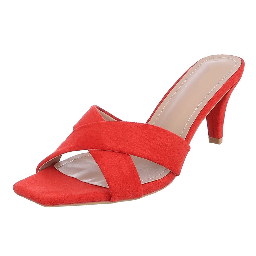 Ital-Design Damen Mules Pumps mit Stilettoabsatz und Riemen Pantolette (91895826) Pfennig-/Stilettoabsatz Sandalen & Sandaletten in Rot
