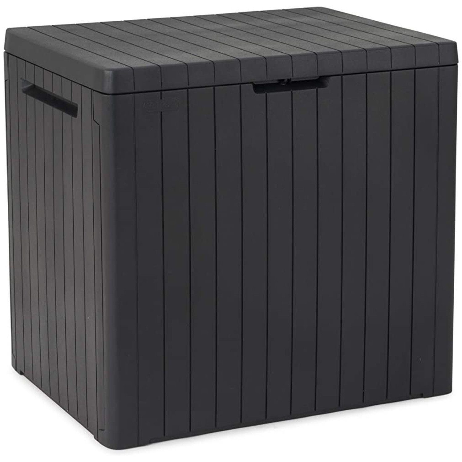 Keter Auflagenbox 246941 City Gartenbox 113 L Aufbewahrungsbox in Holzoptik, Balkon- & Gartenbox 57,8 x 44 x 55 cm