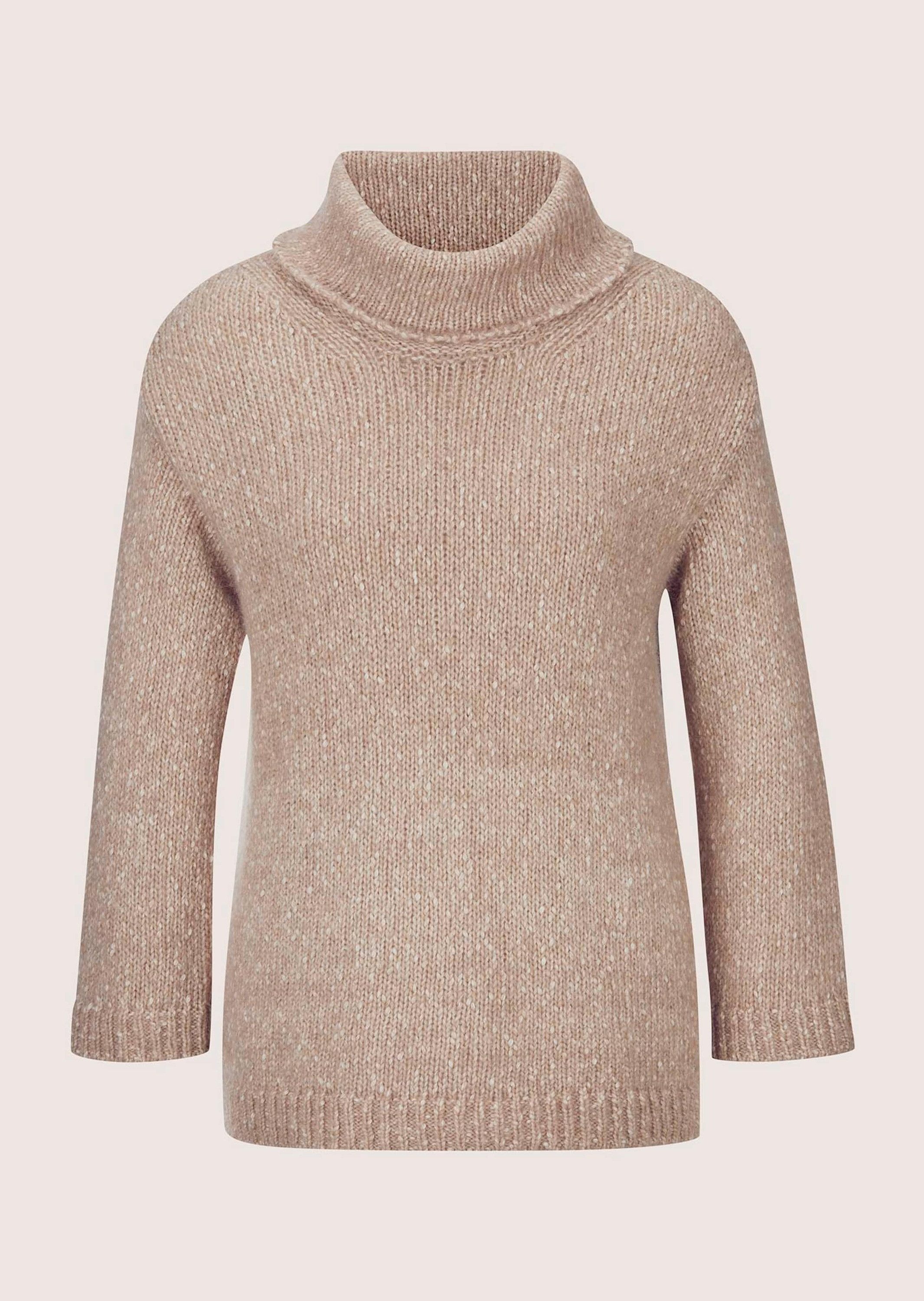 MADELEINE Strickpullover Modischer Rollkragenpullover, 3/4-Arm Uni-Design mit weitem Kragen, ohne Verschluss