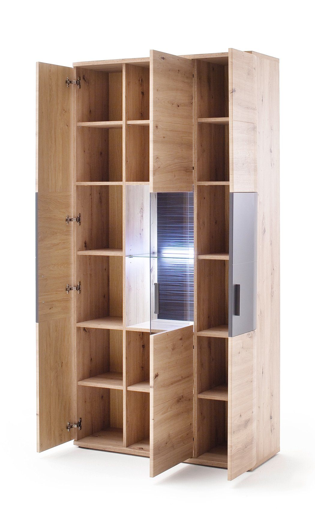 expendio Wohnzimmer-Set Claas 3D-Rückwand Stuhl vormontiert Bank 8-St), (Spar-Set, + 1x + 4x Nb. Eiche mit 153