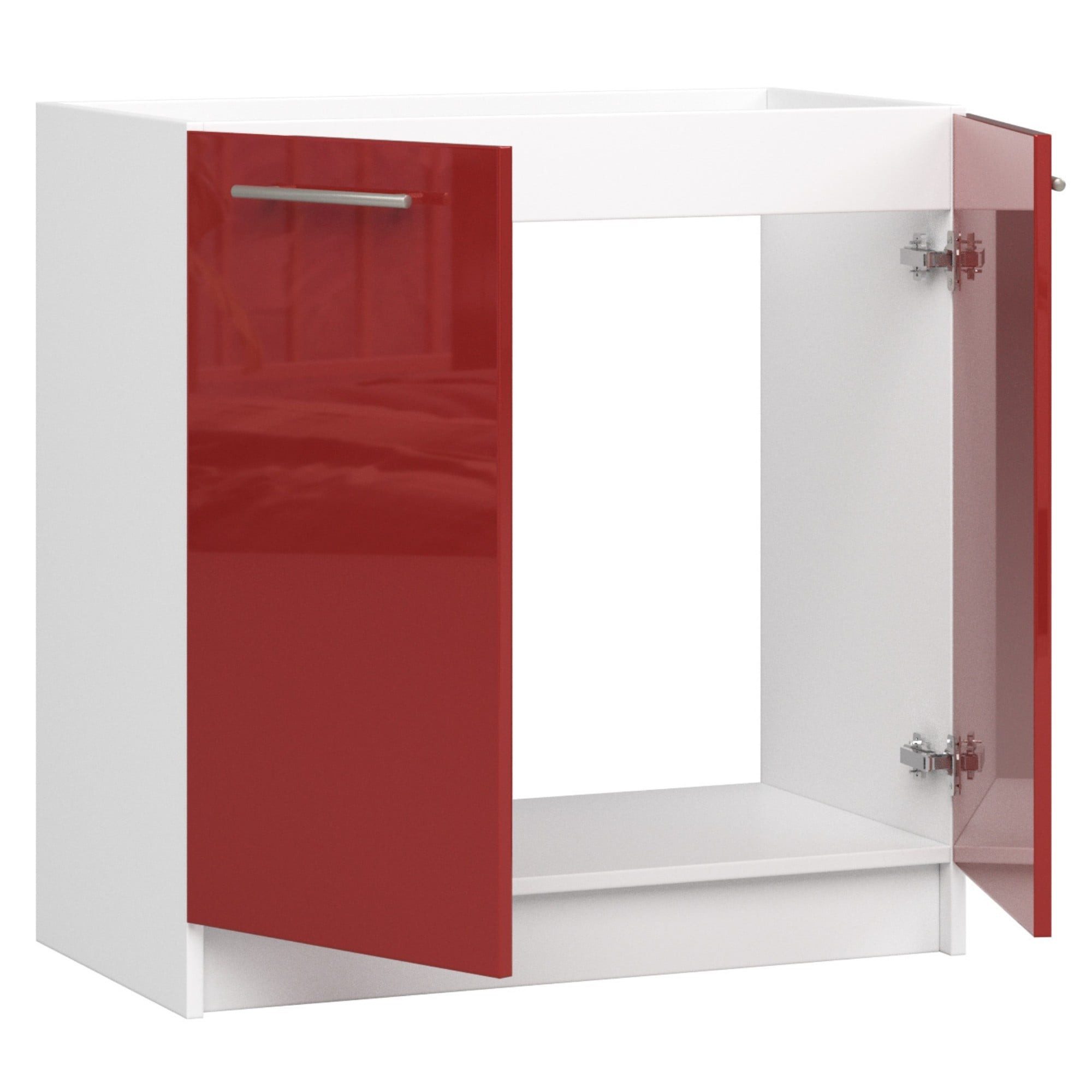 Raumhirsch Furniture Unterschrank Moderner Küchenunterschrank 80 cm - Elegantes Design - Weiß Hochglanz Hochglanz, 2 Türen, 1 Schublade, Soft-Close-System, bequeme Füße