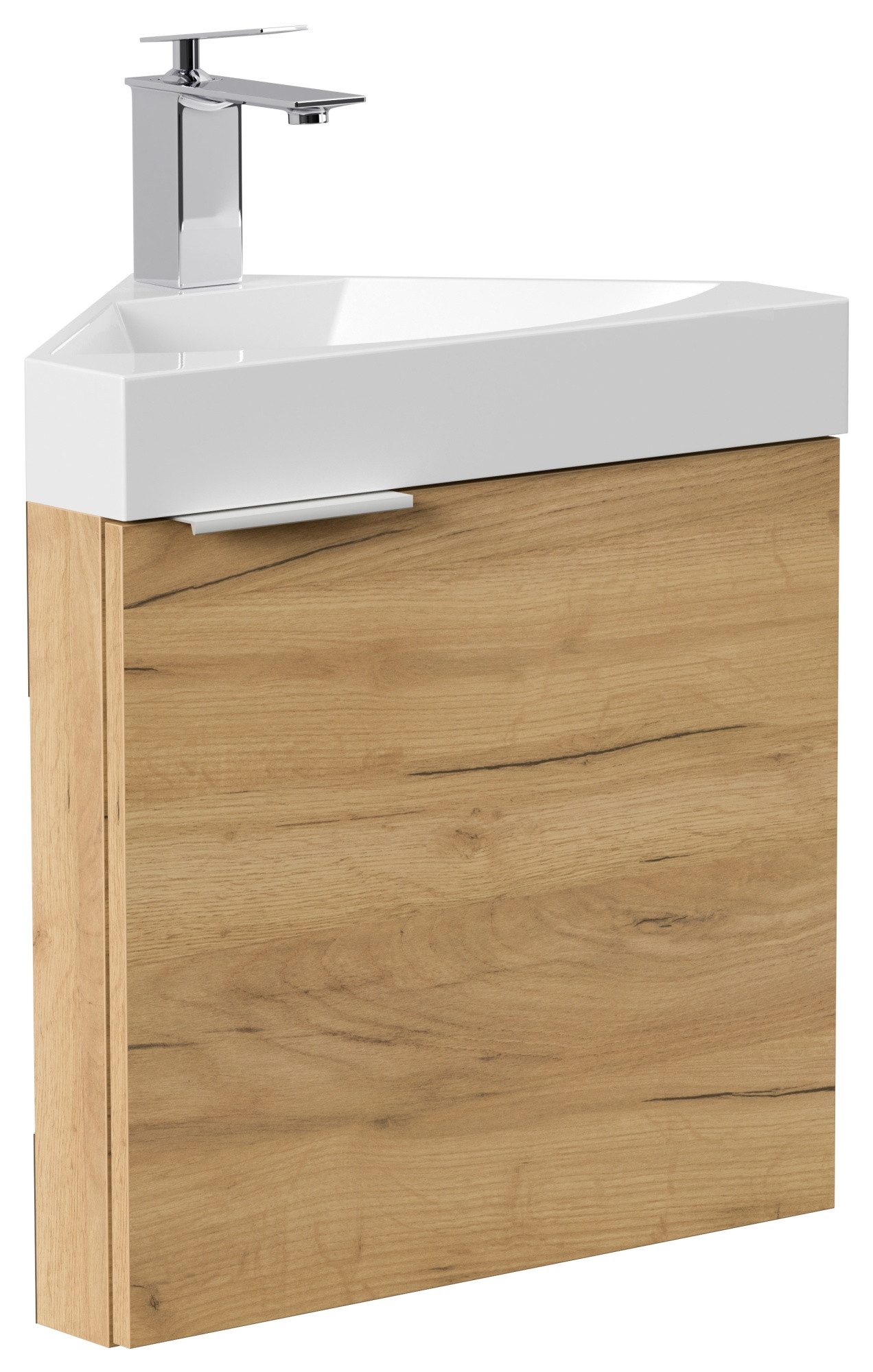 Magnolia Home Waschtisch Gäste WC Eckbadmöbel Diamant Slimline Gästebad SoftClose eiche gold