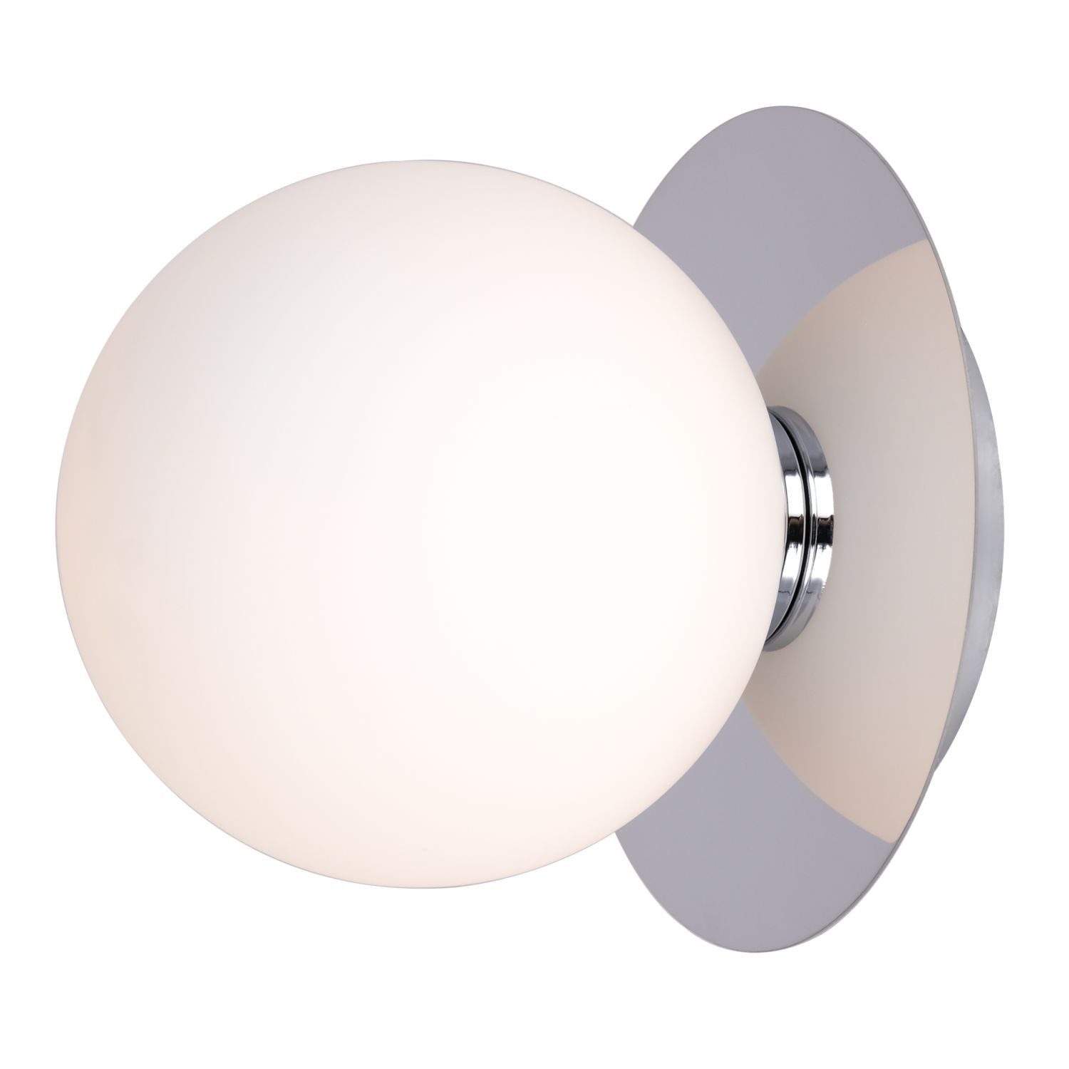 Licht-Erlebnisse Wandleuchte TALVIK, ohne Leuchtmittel, rund Glas Metall Ø 15 cm Kugelschirm Retro blendarm Chrom Weiß G9