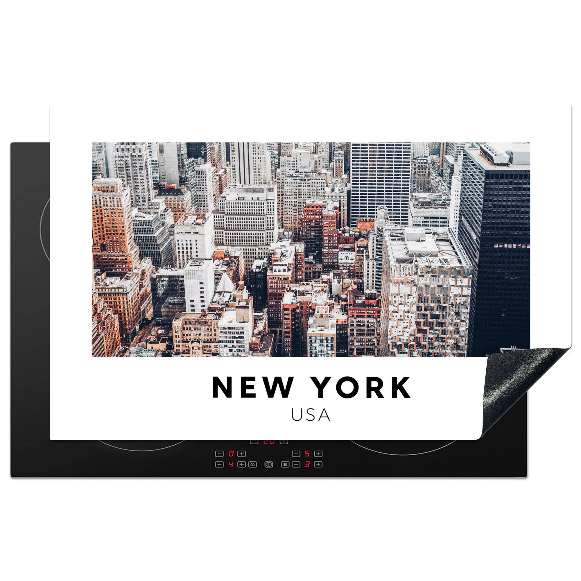 MuchoWow Herdblende-/Abdeckplatte New York - Amerika - Architektur, Vinyl, (1 tlg), 81x52 cm, Induktionskochfeld Schutz für die küche, Ceranfeldabdeckung