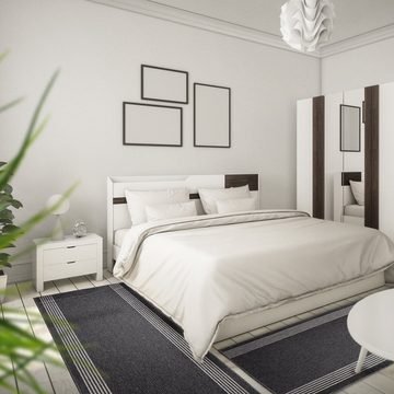Bettumrandung Natura Anthrazit, Teppichläufer, ideal im Schlafzimmer Floordirekt, (3-tlg), in Sisal-Optik