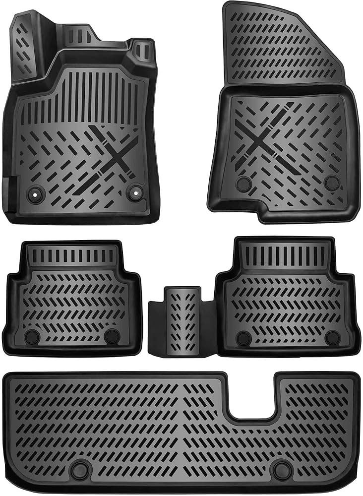 ELMASLINE Auto-Fußmatten für SKODA KODIAQ 2016-2023 [1. Gen] 7-Sitzer - 3D Gummimatten, für Skoda Kodiaq - Extra hoher Rand für mehr Schutz, Passend für 7-Sitzer