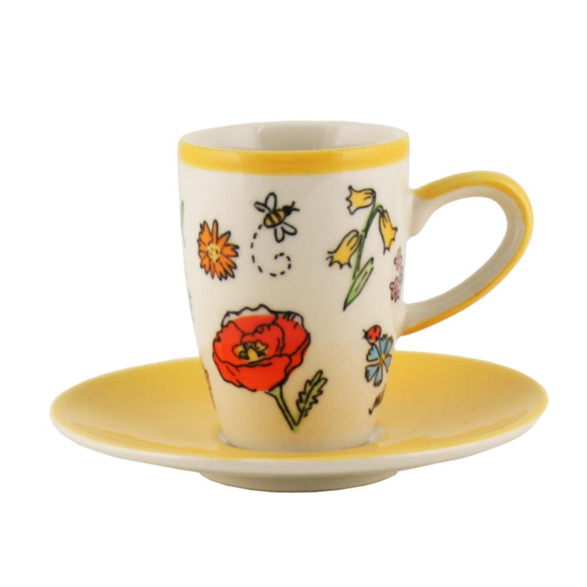 Mila Espressotasse Mila Keramik Espresso-Tasse mit Untere Lovely Flowers, Keramik