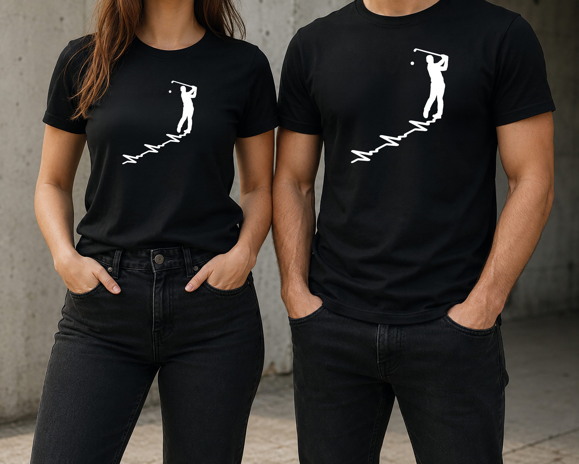MyDesign24 T-Shirt Golf Herschlaglinie print Shirt EKG-Linie Golfer T-Shirt schwarz kurzarm Regular Fit i576