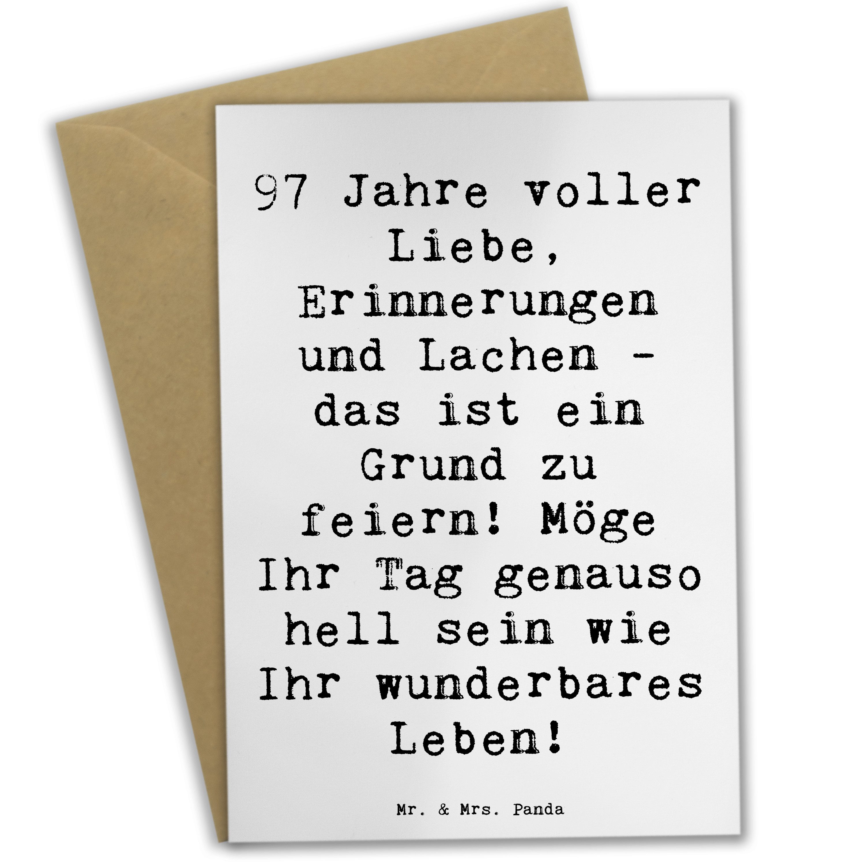 Grußkarte Spruch 97. Geburtstag - Weiß - Geschenk, Freude, Alter, Grußkarte, Ha