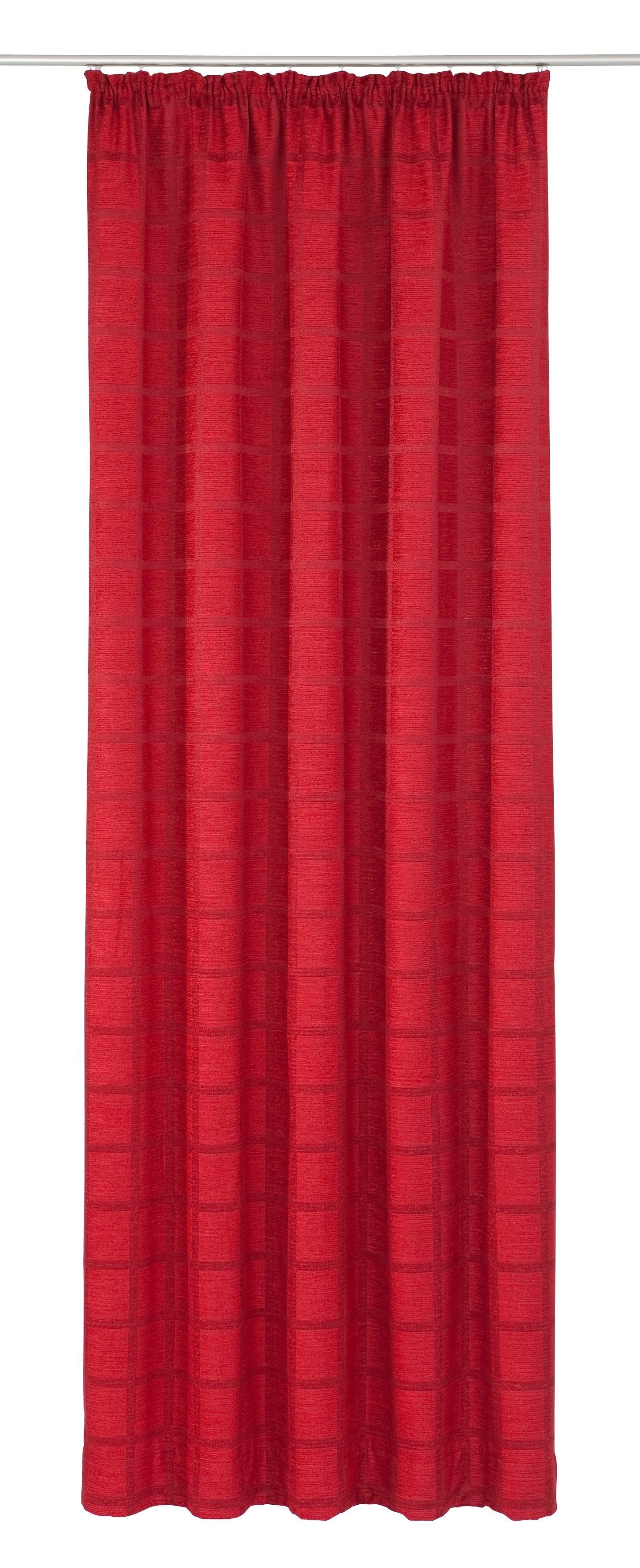 Vorhang Toco-Karo, Wirth, Kräuselband blickdicht, rot St), (1 Chenille