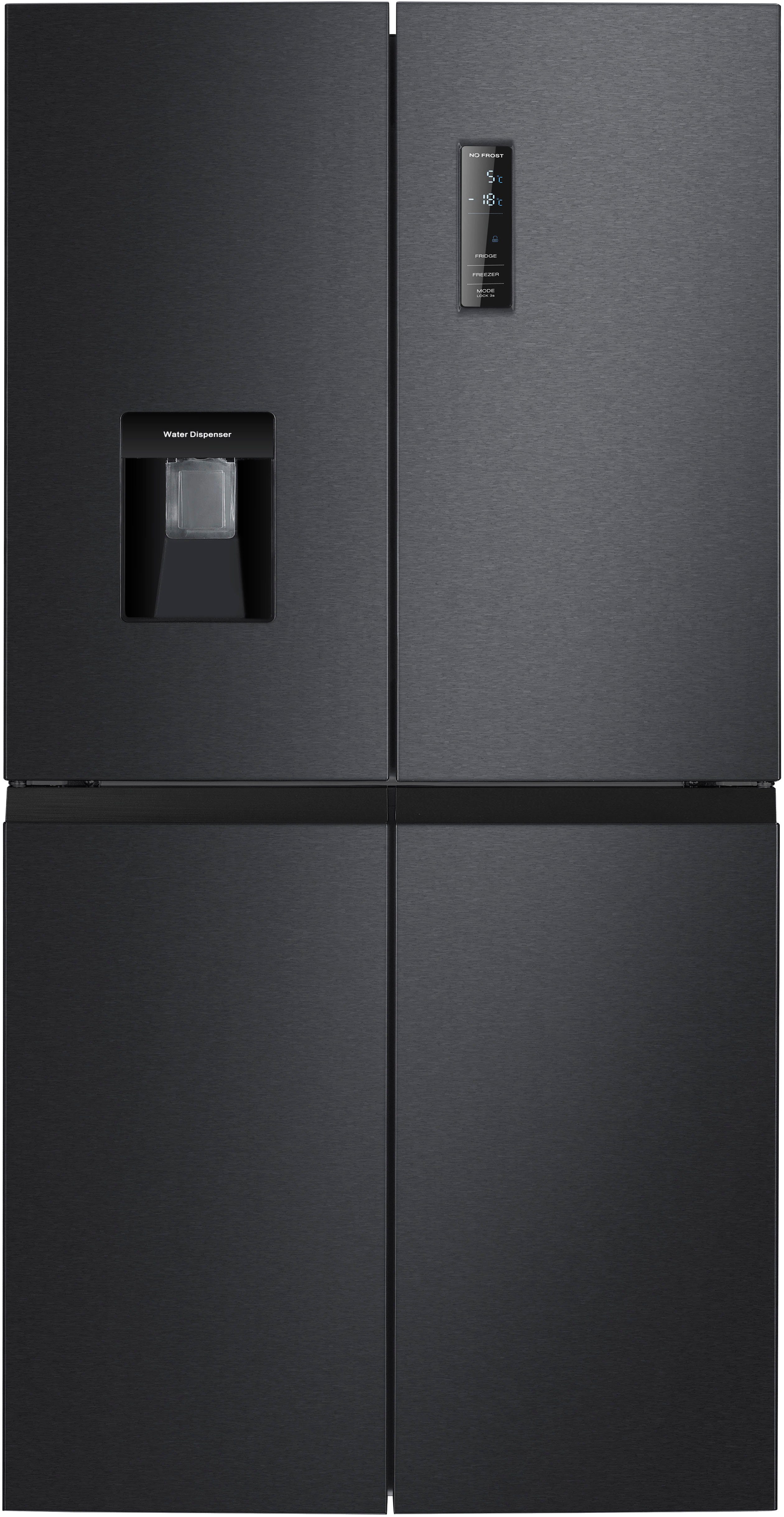 Hanseatic Multi Door HCDB18080DWDBI, 180 cm hoch, 79 cm breit, NoFrost, Wasserspender, Display, Türalarm