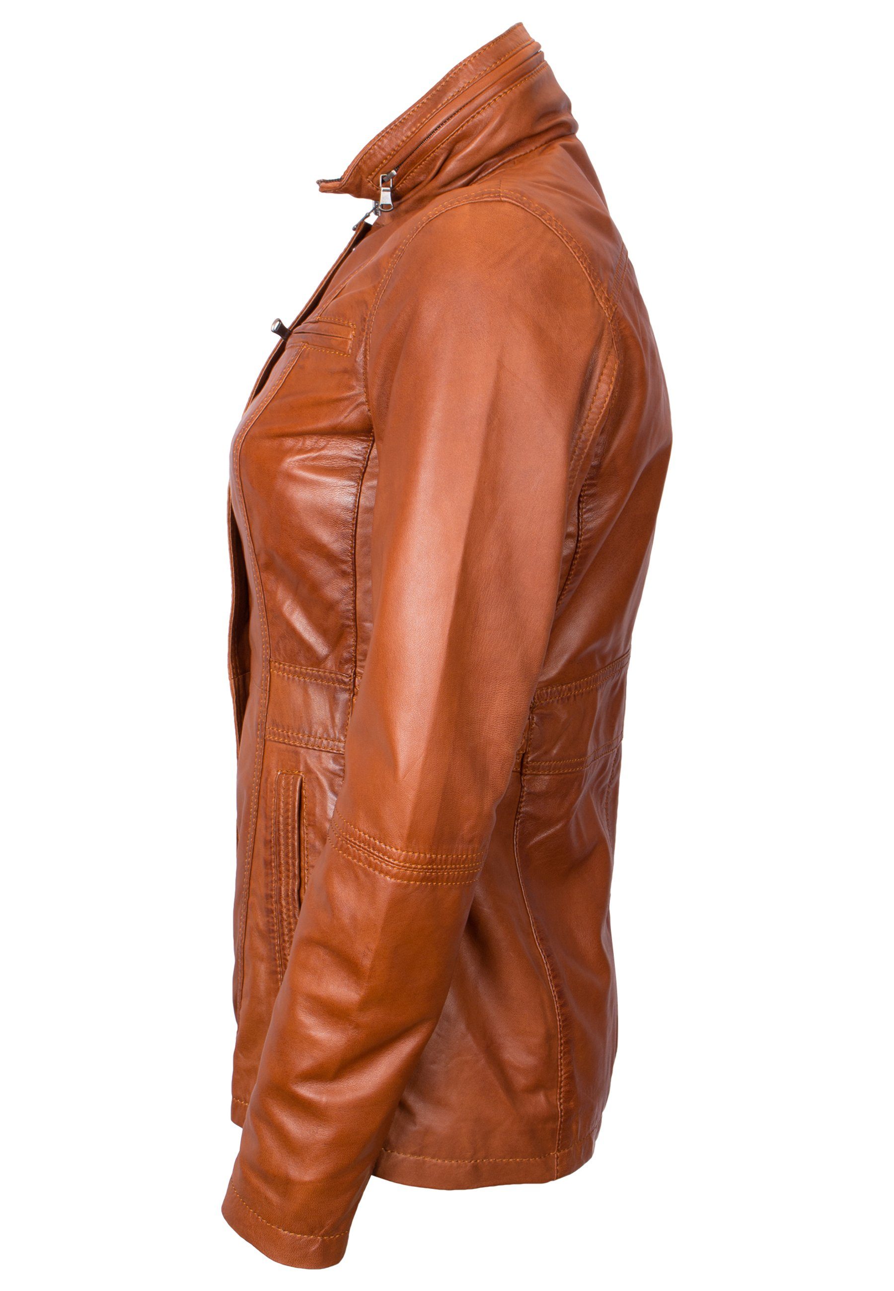 Lolus Lederjacke Angel Lange Damen Lederjacke aus weichem Lammnappa Leder