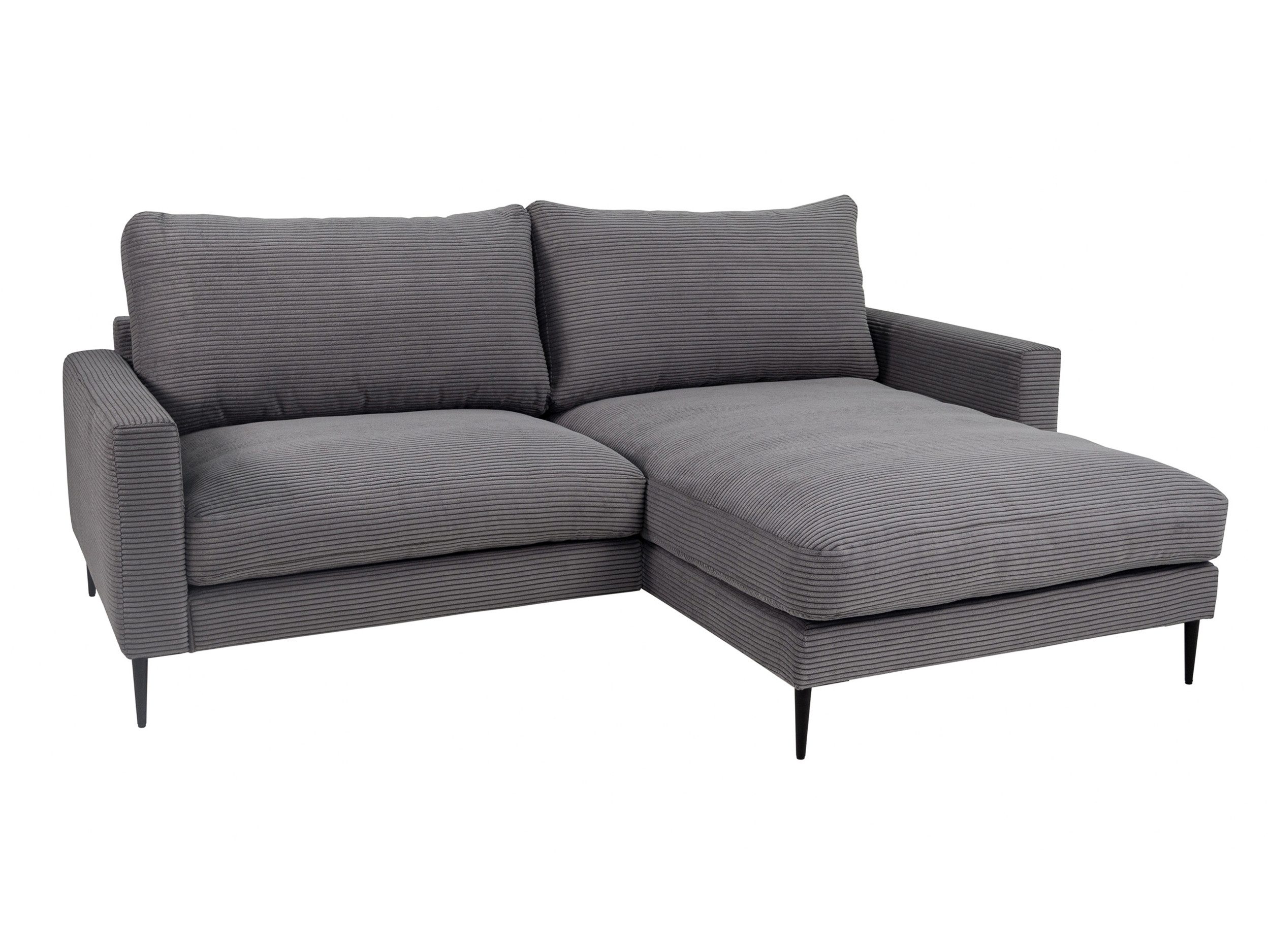 Massivart® Ecksofa Cord grau 220x164 cm / Nosagfederung / Cordsofa / NORDVIK, frei im Raum stellbar · inkl. 2 Rückenkissen