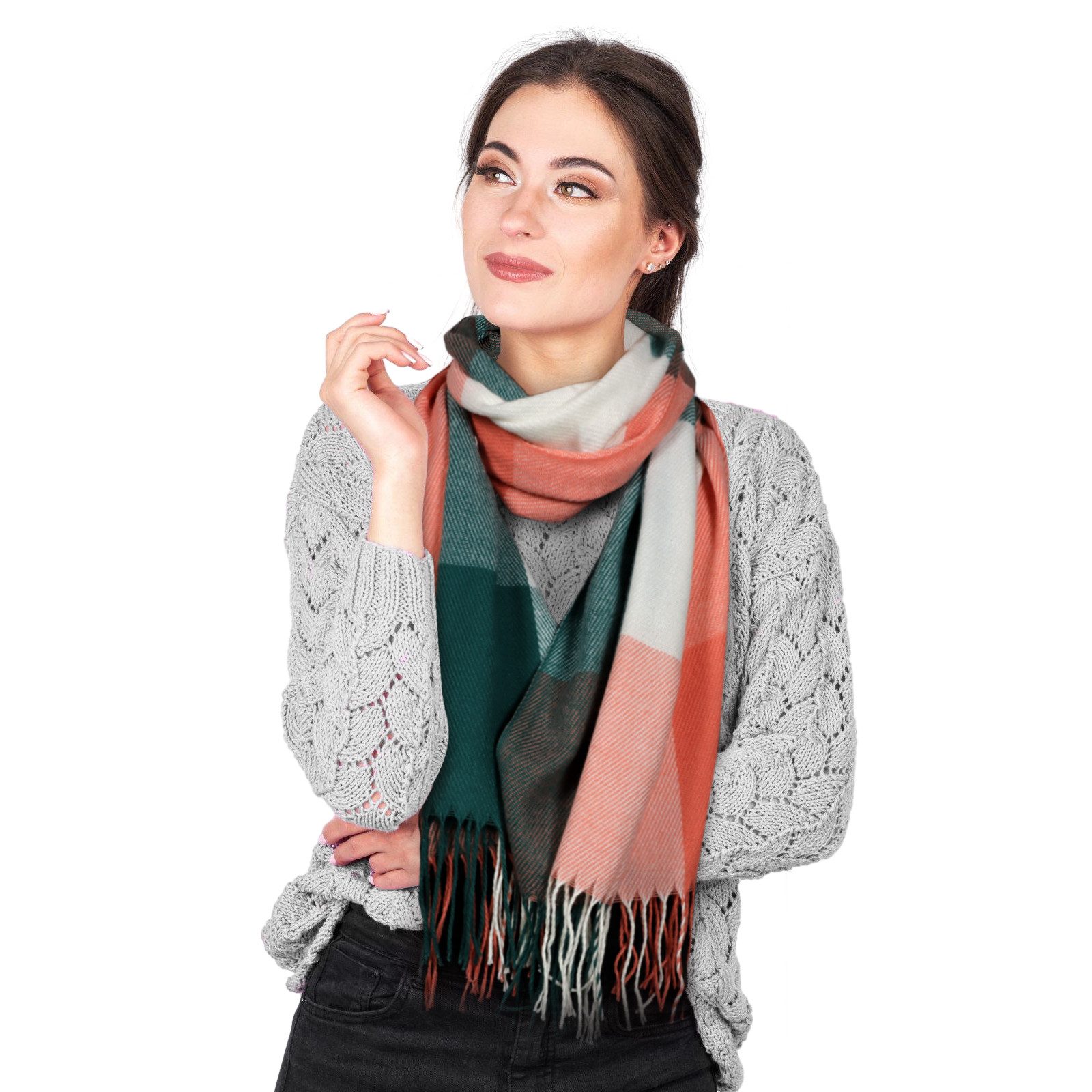 TAN.TOMI Modeschal Damen Karierter Schal Frühlingsschal warm mit langen Fra günstig online kaufen