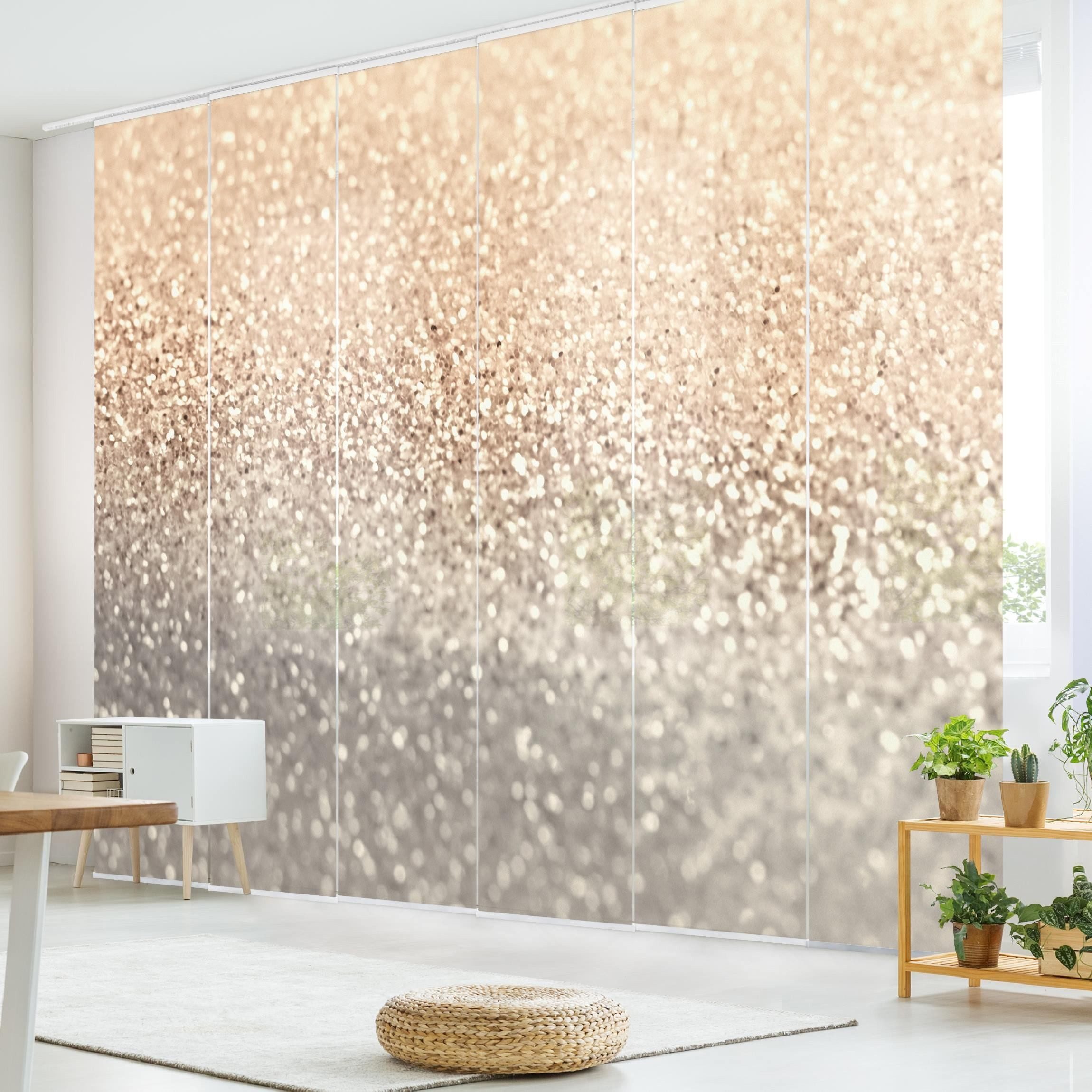 Bilderdepot24 Schiebegardine Flächenvorhang blickdicht Goldene Glitzerlands günstig online kaufen