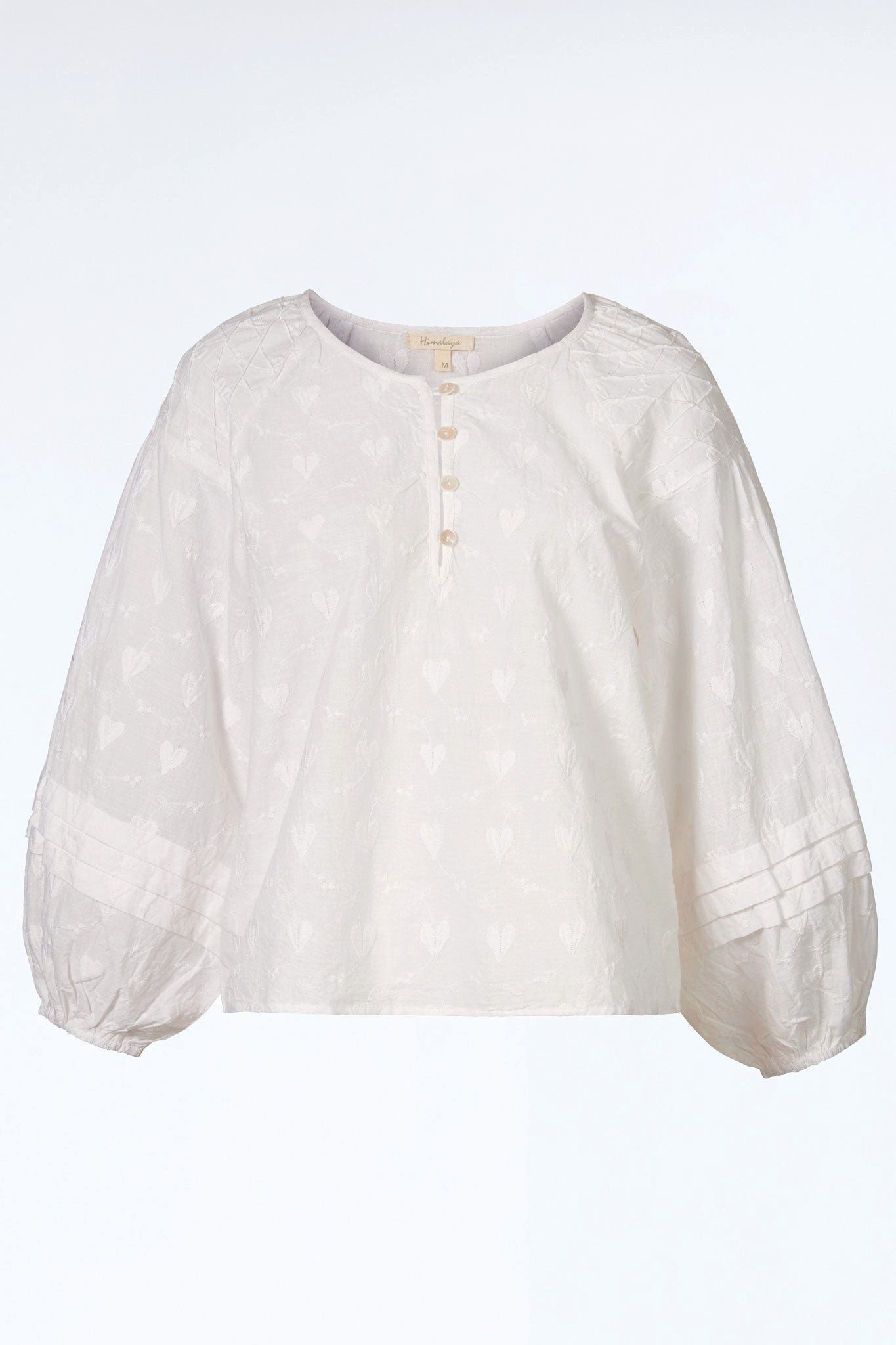 Himalaya Clothing Langarmbluse Baumwollbluse mit Allover-Stickerei und Trom günstig online kaufen