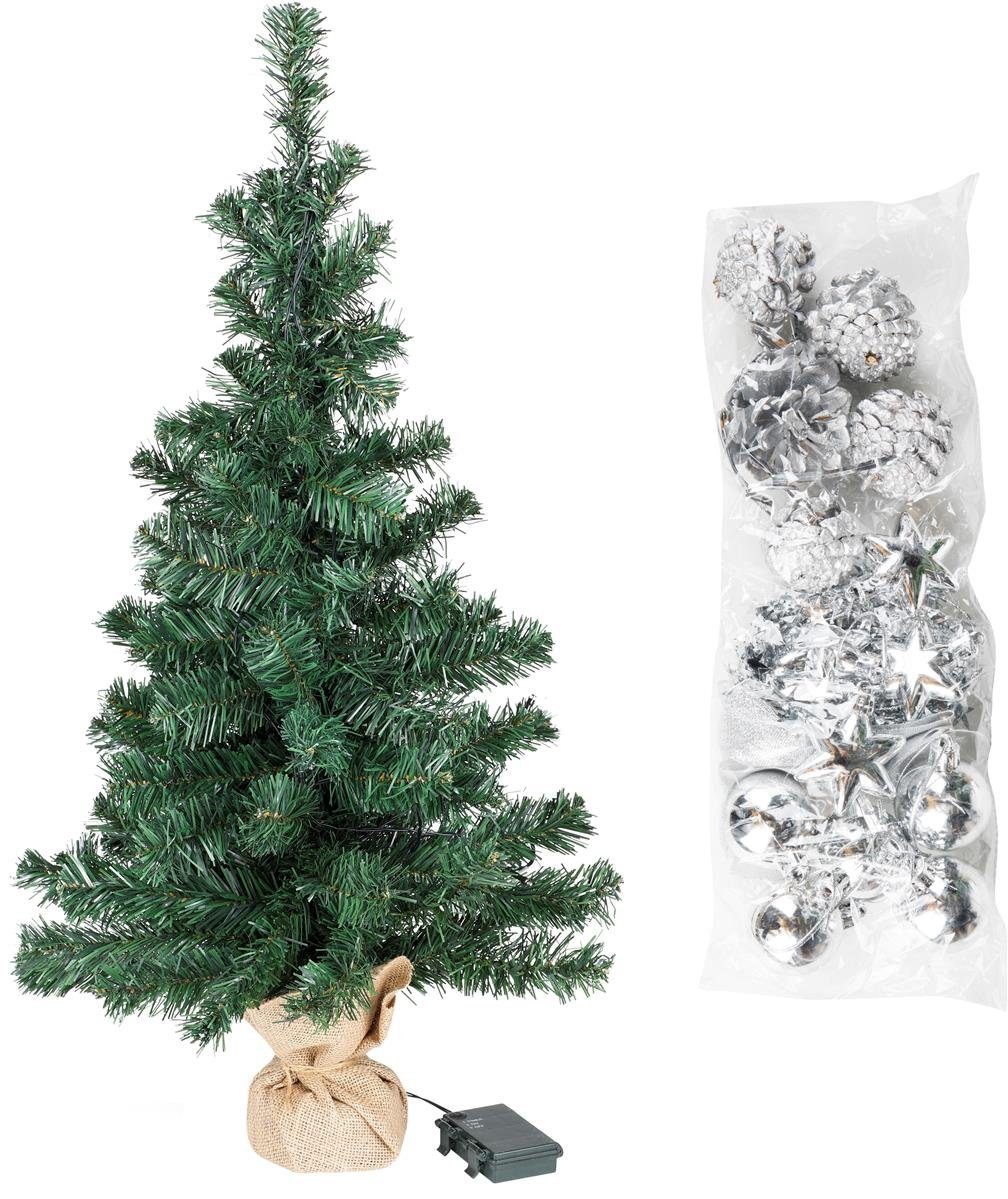 Bambelaa! Künstlicher Weihnachtsbaum Künstlicher Weihnachtsbaum 75cm Mit Christbaumschmuck LED Beleuchtung