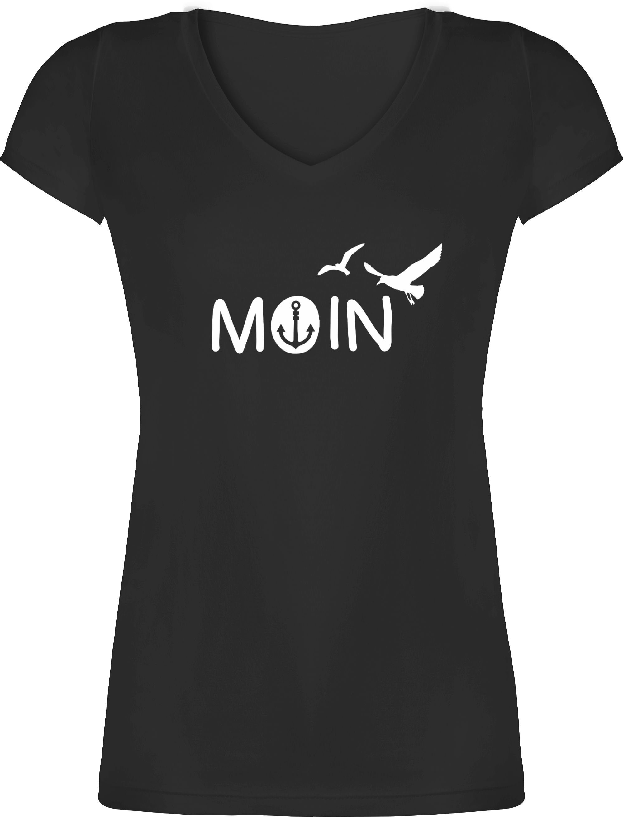 Damen Shirts Shirtracer T-Shirt Moin - Sprüche Statement mit Spruch - Damen T-Shirt mit V-Ausschnitt Spruchshirt mit Sprüchen