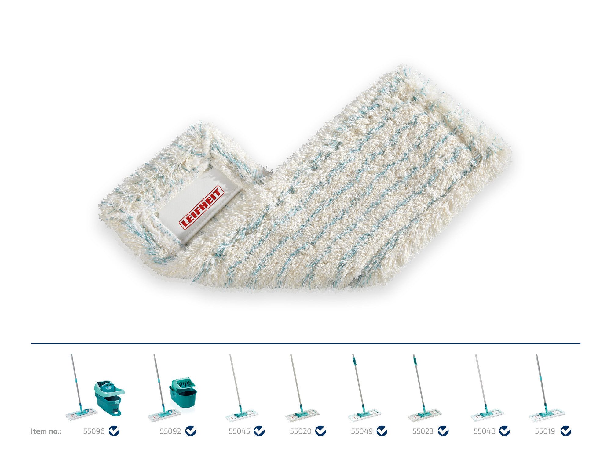 Leifheit Bundle Wischbezug Profi XL cotton plus (2er Set) Wischbezug (Kunstfaser,Baumwolle, 16.0x48.0 cm, 2-tlg., Waschbar bei 60°C, Wischbreite 42cm, für Steinböden und Fliesen)