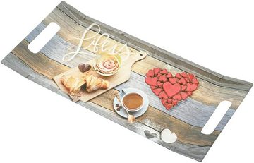 Lashuma Tablett Frühstück, Melamin, (1-tlg), Beige braunes Kunststofftablett aus Italien 41x19 cm
