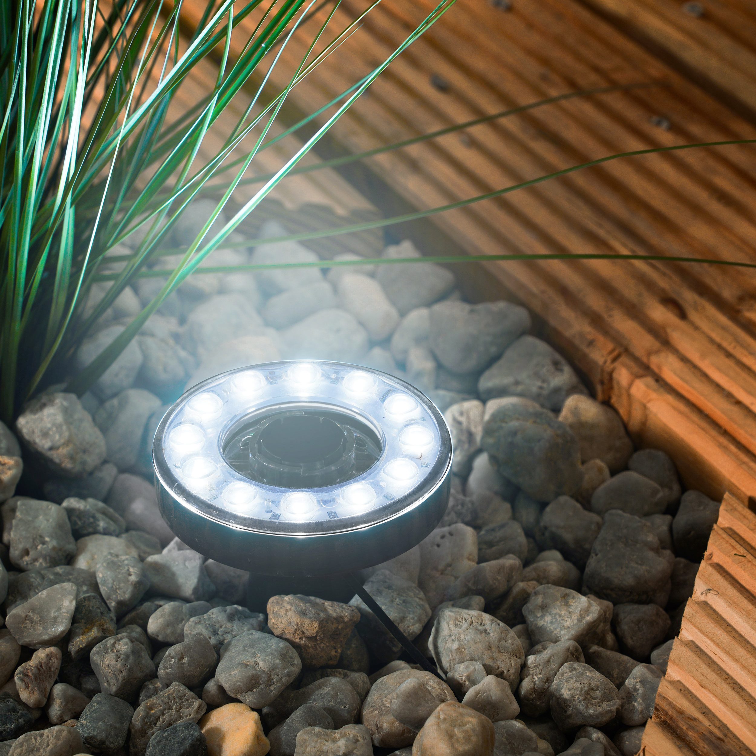 esotec LED Teichleuchte Solar Über- und Unterwasserstrahler, 3 Spots 6500K kaltweiß 101406, LED fest integriert