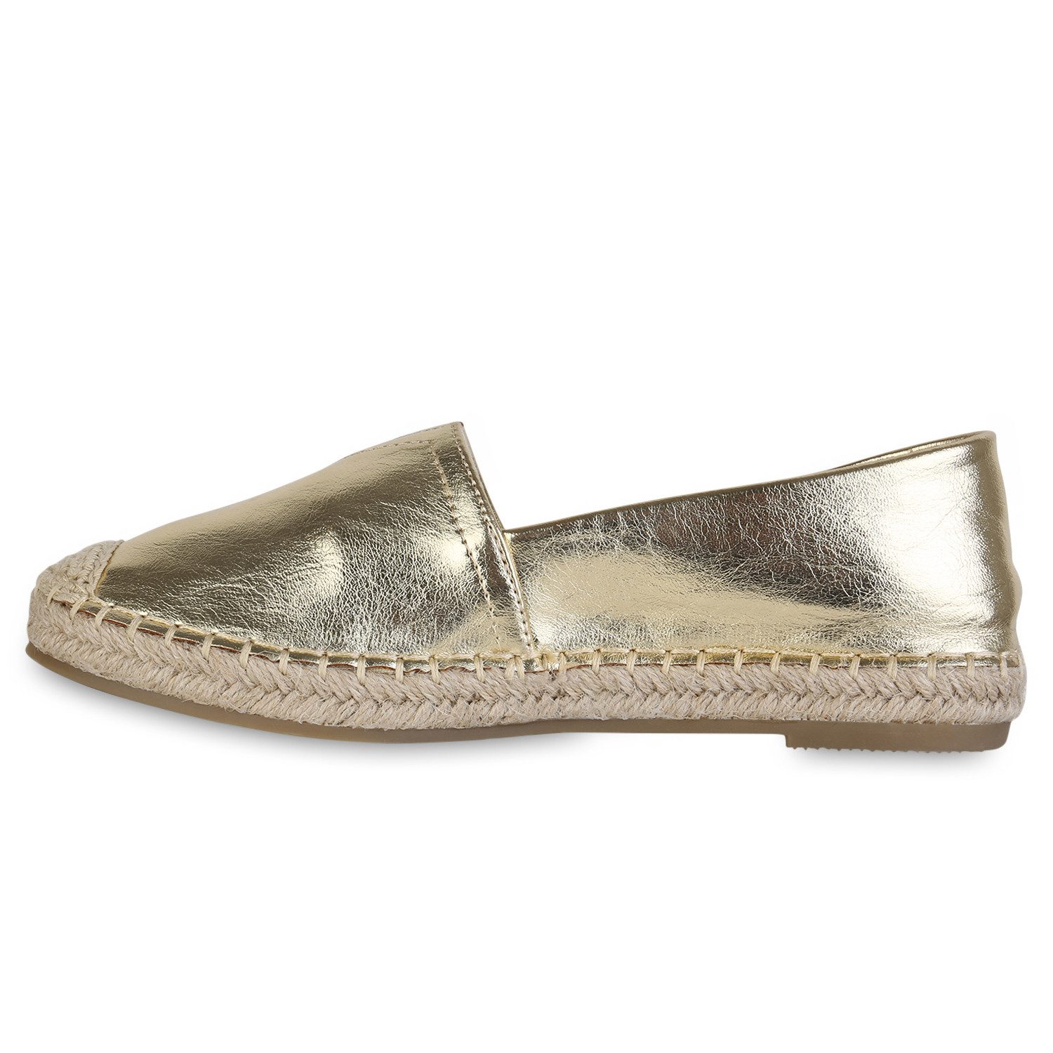 VAN HILL 841125 Espadrille Damen Espadrilles Slippers Metallic Bast Schlupf-