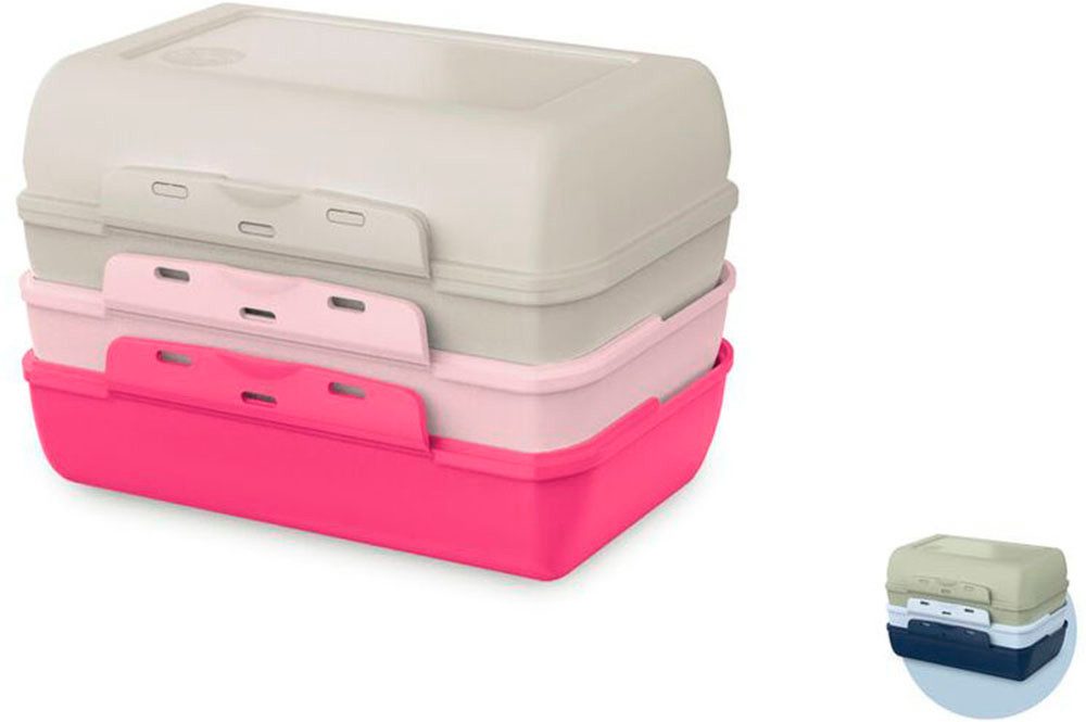 Emsa Lunchbox Variabolo, Polyprophylen (PP), (Set, 4-tlg), platzsparend, verschiedene Farbkombinationen, spülmaschinenfest