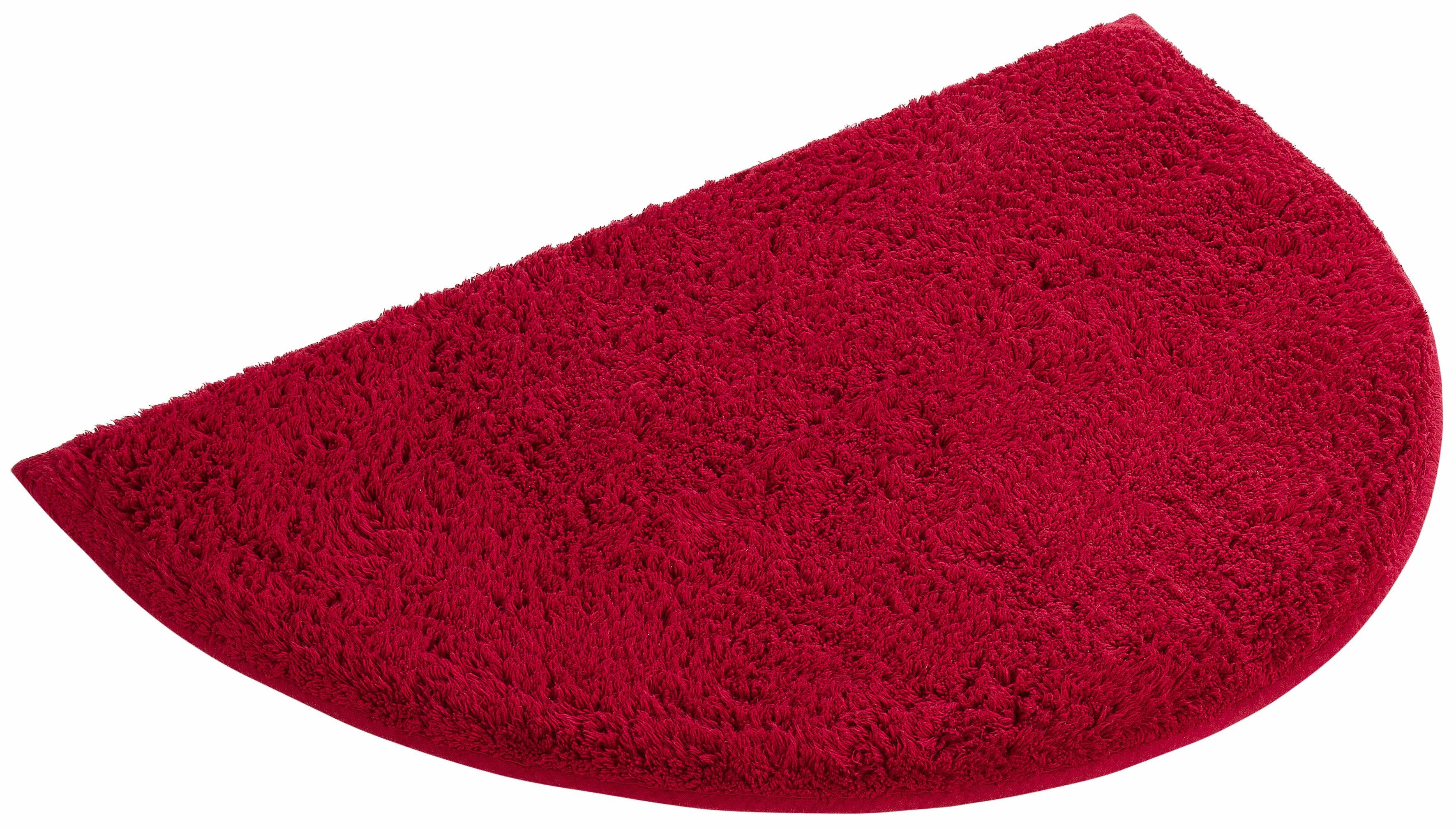 Badematte Maren Home affaire, Höhe 15 mm, rutschhemmend beschichtet, fußbodenheizungsgeeignet, Baumwolle (Bio-Baumwolle), halbrund, Bio-Baumwolle, Badteppich, Badematten auch als 3 teiliges Set rot